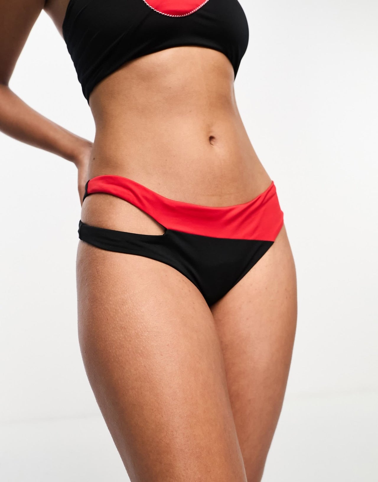 Nike Icon Sneakerkini asymmetrical bikini bottoms in black and red - ASOS Sample Sale EU Store