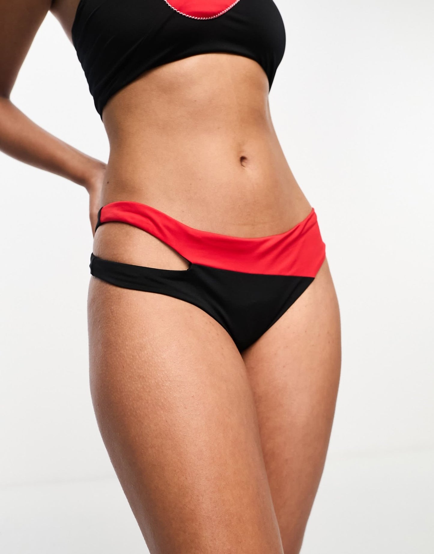 Nike Icon Sneakerkini asymmetrical bikini bottoms in black and red - ASOS Sample Sale EU Store