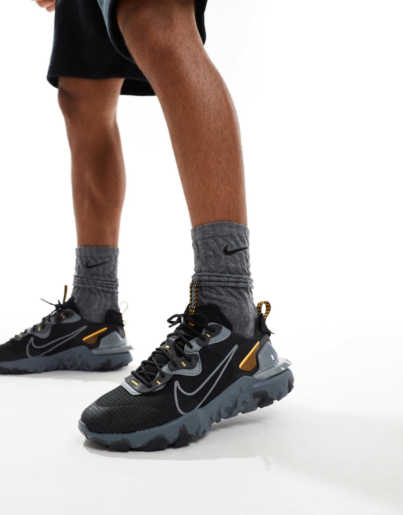 Nike React Vision SC trainers in black, grey and orange - ASOS Sample Sale EU Store