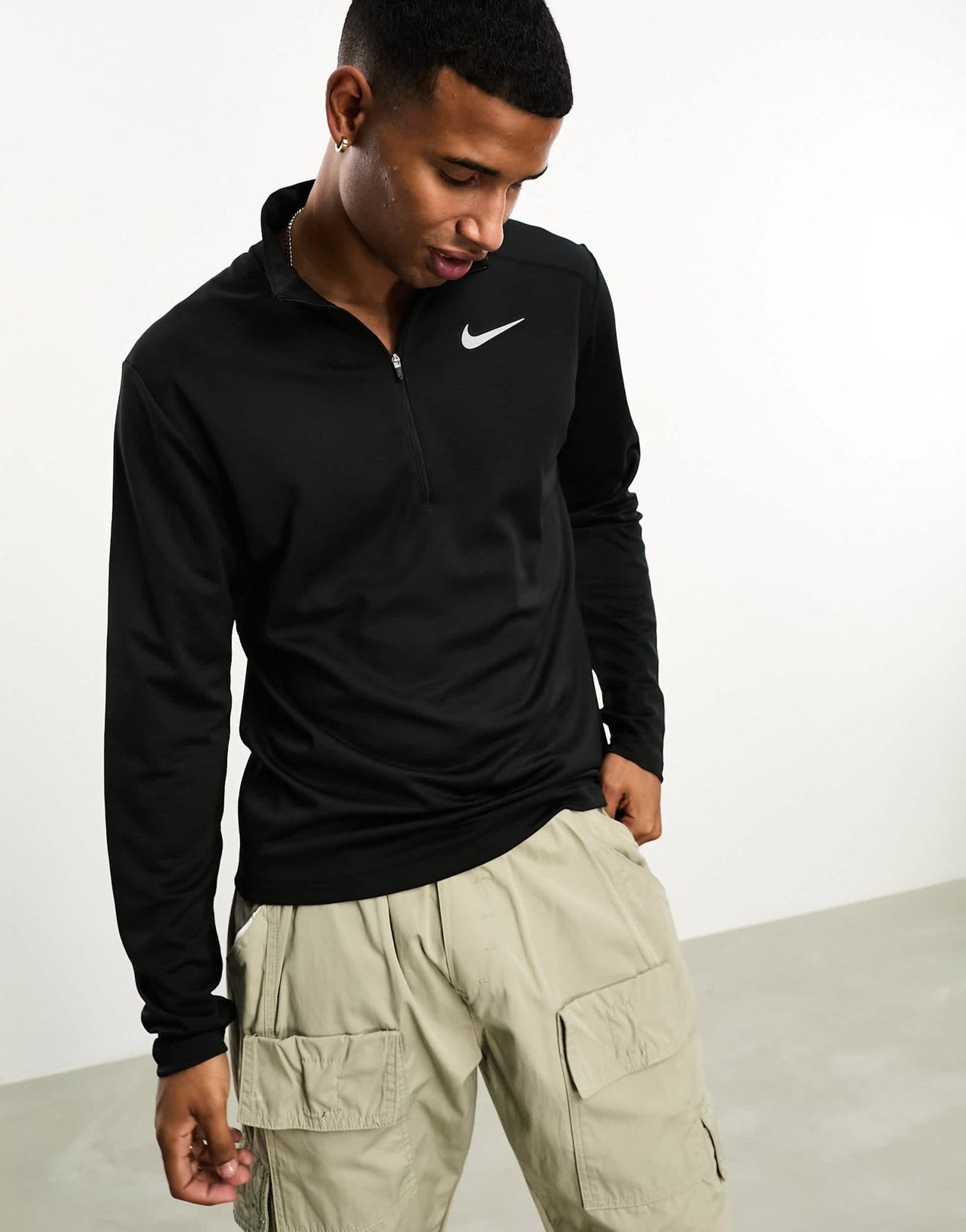 Nike Running Dri - Fit Pacer half zip long sleeve in black - ASOS Sample Sale EU Store