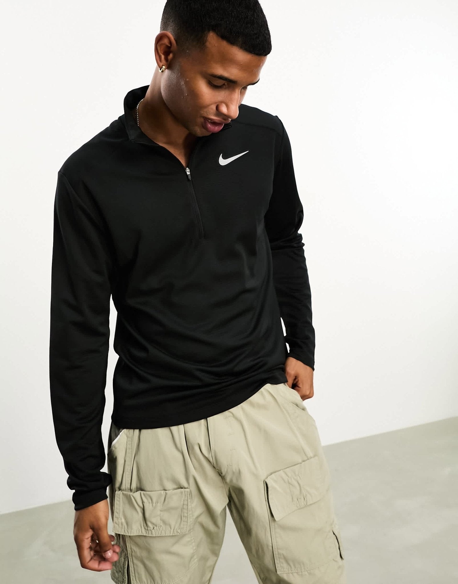 Nike Running Dri - Fit Pacer half zip long sleeve in black - ASOS Sample Sale EU Store