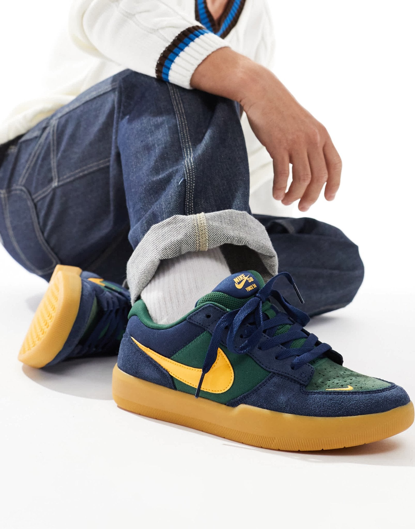 Nike SB Force 58 suede trainers in navy and yellow - ASOS Sample Sale EU Store