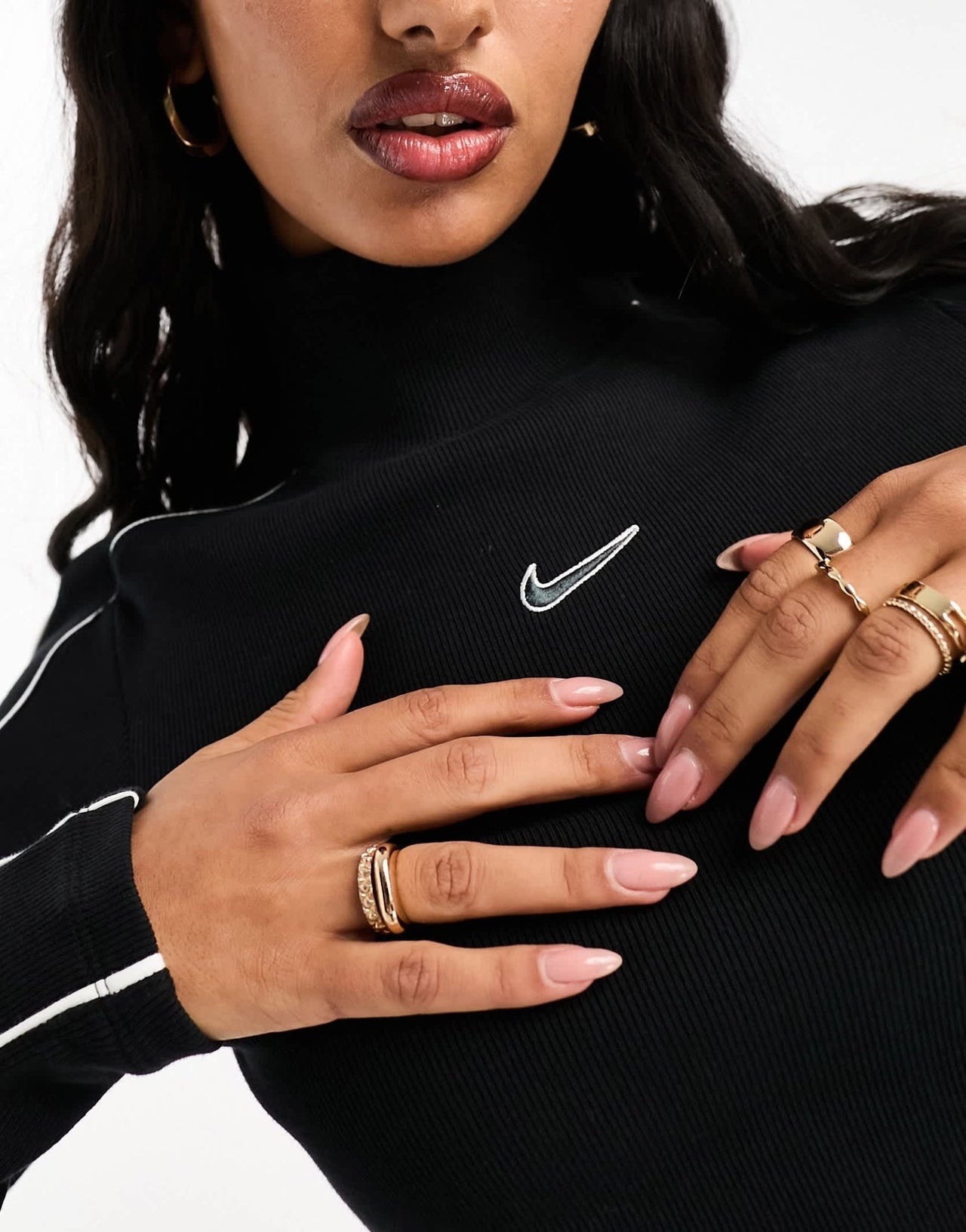 Nike Streetwear mock neck long sleeve t-shirt in white and black - ASOS Sample Sale EU Store