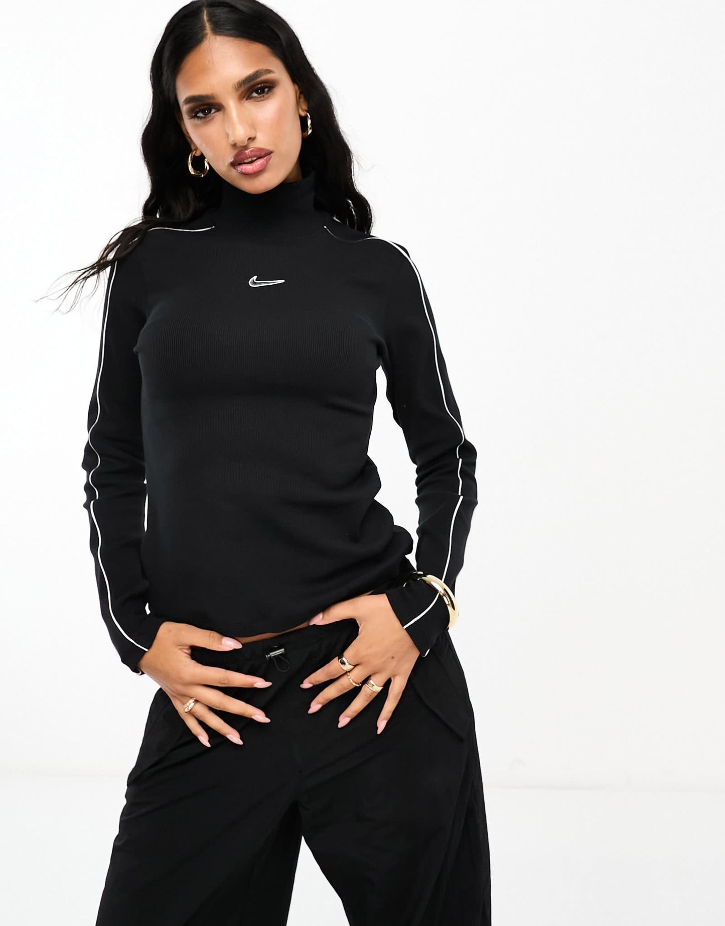 Nike Streetwear mock neck long sleeve t-shirt in white and black - ASOS Sample Sale EU Store