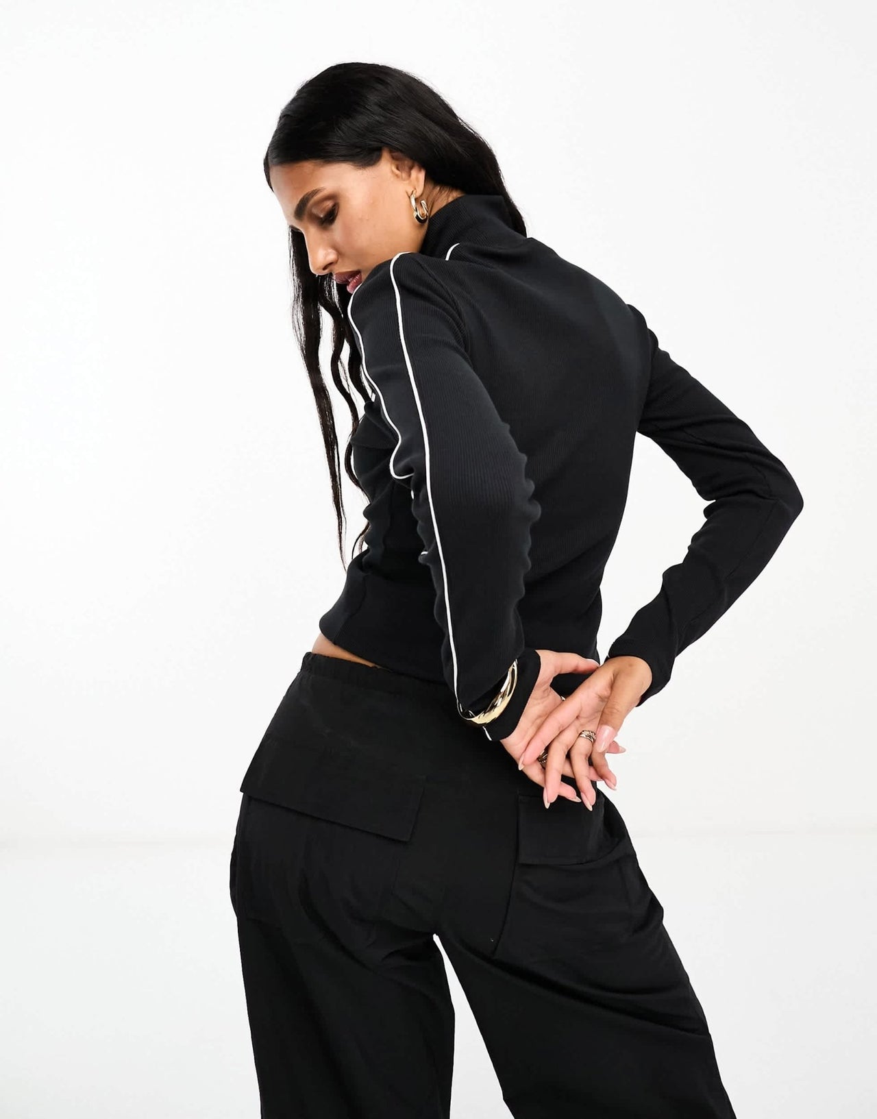Nike Streetwear mock neck long sleeve t-shirt in white and black - ASOS Sample Sale EU Store