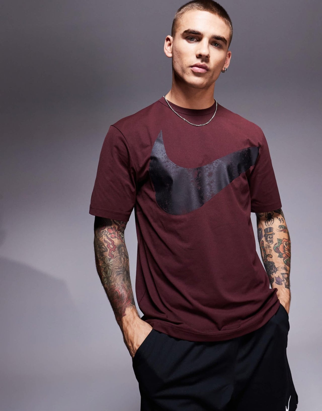Nike Training Dri - FIT Swoosh graphic t-shirt in burgundy - ASOS Sample Sale EU Store