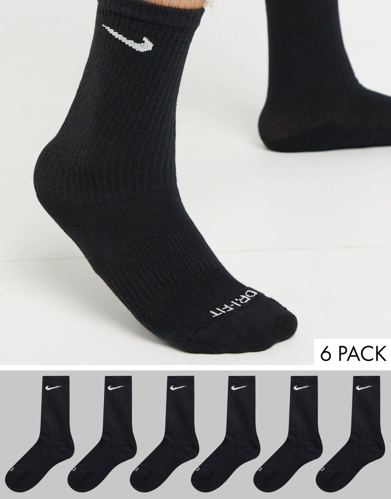 Nike Training Everyday Plus Cushioned 6 pack crew sock in black - ASOS Sample Sale EU Store