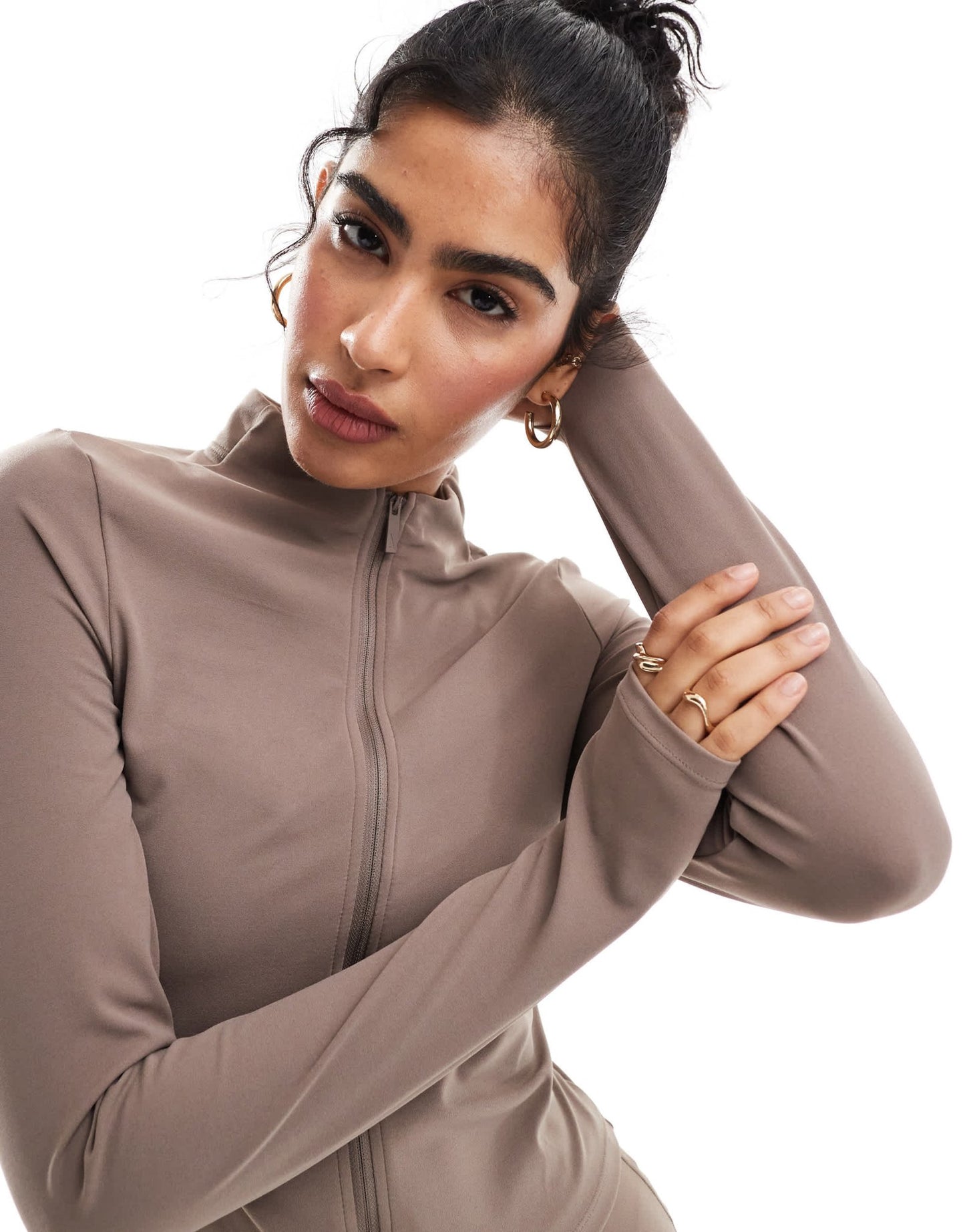 Nike Training Zenvy Dri - FIT soft touch full zip long sleeve top in brown - ASOS Sample Sale EU Store