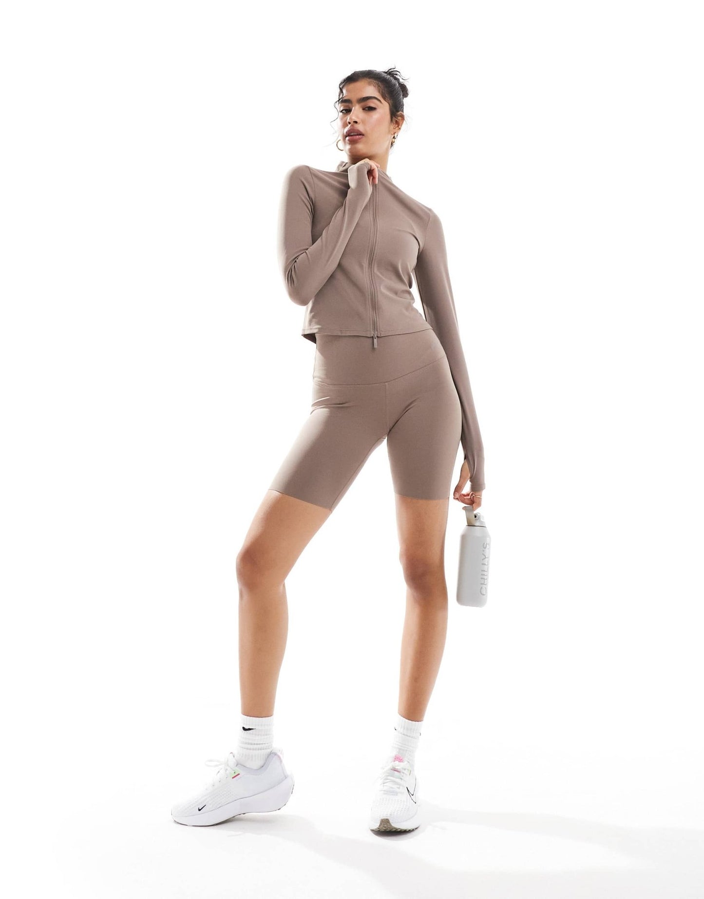 Nike Training Zenvy Dri - FIT soft touch full zip long sleeve top in brown - ASOS Sample Sale EU Store
