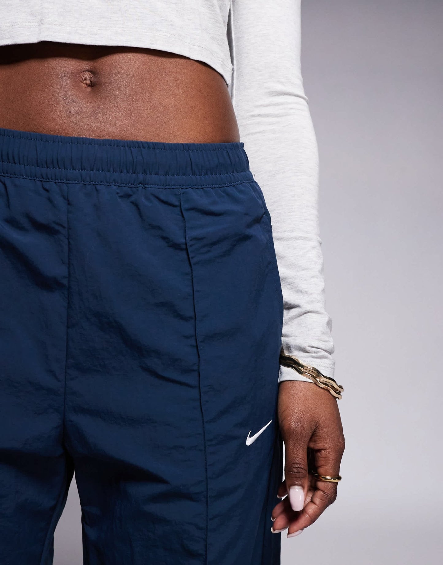 Nike Trend woven mid rise wide leg trousers in navy - ASOS Sample Sale EU Store