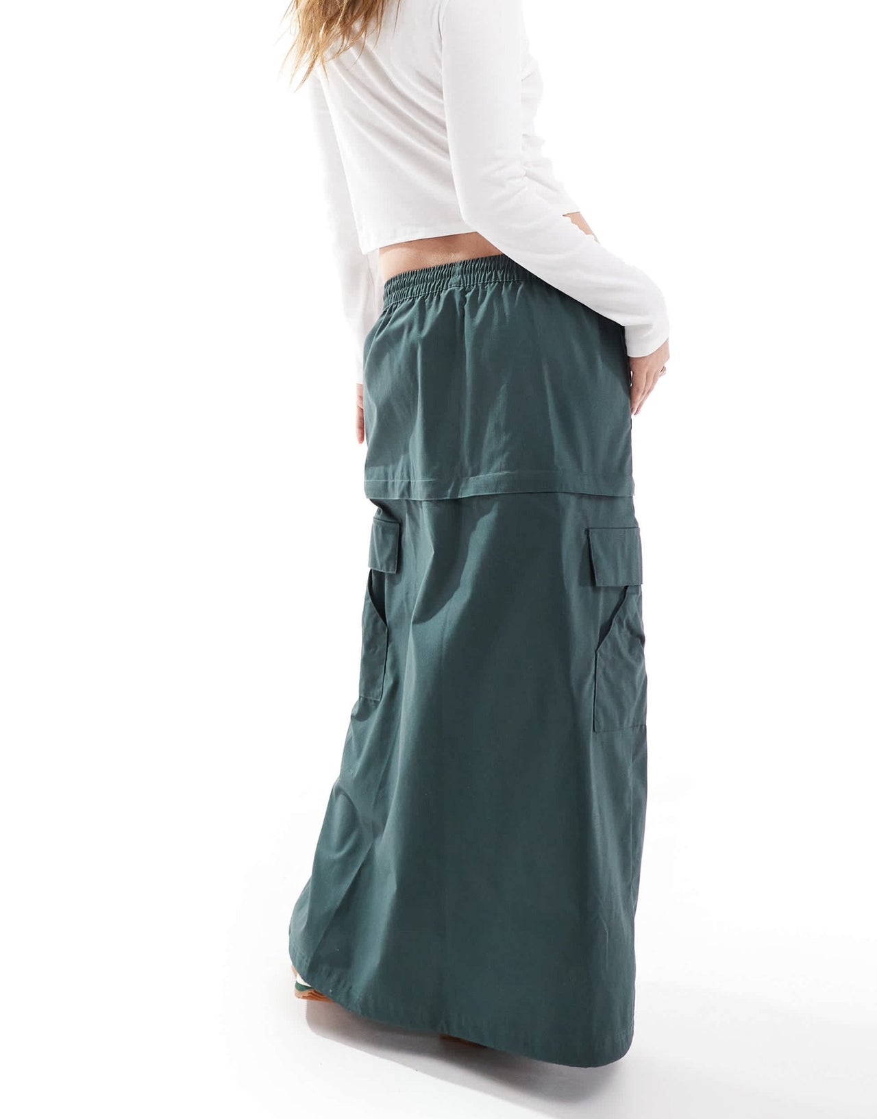 Nike Woven 2 in 1 maxi and mini skirt with zip detail in green - ASOS Sample Sale EU Store