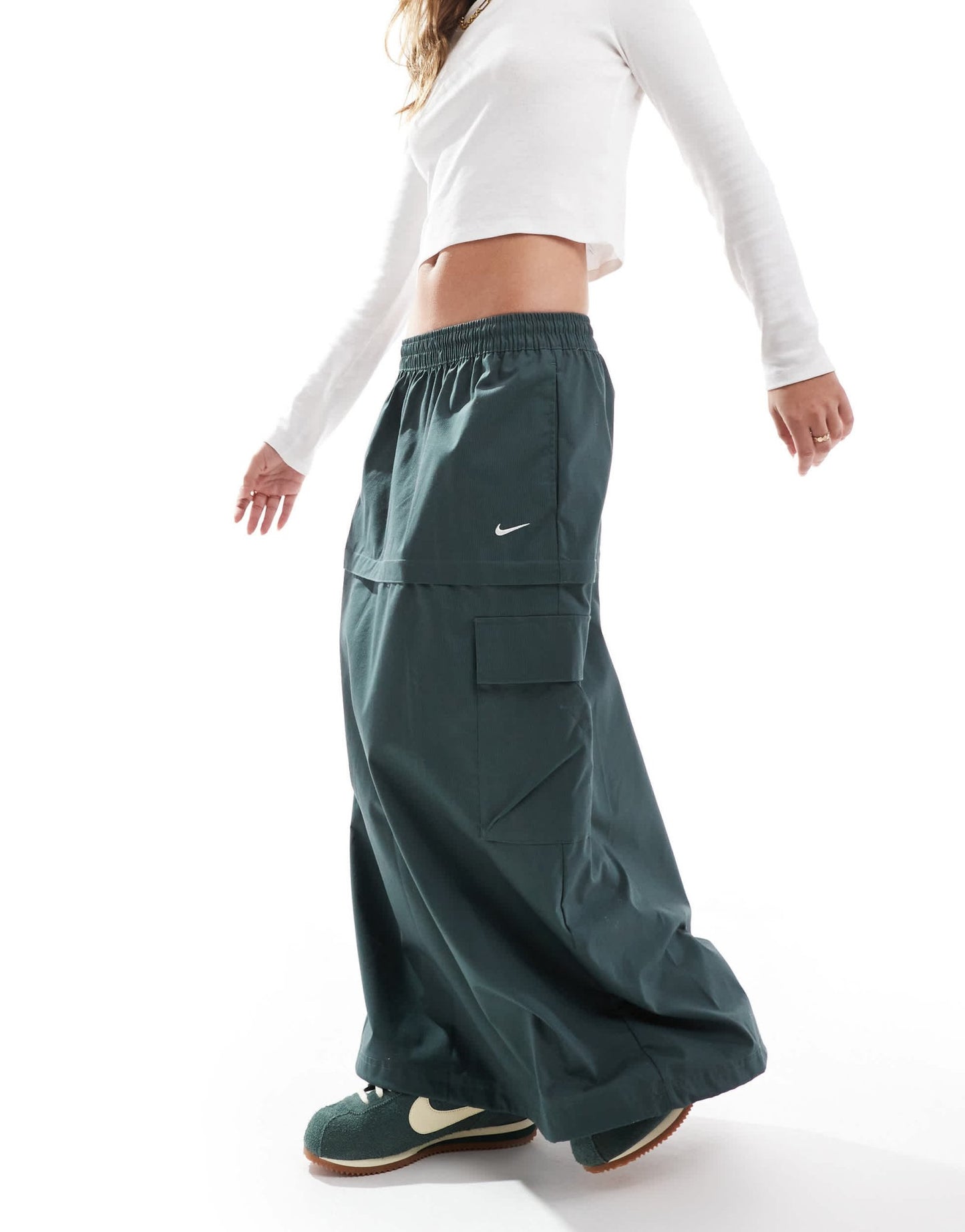 Nike Woven 2 in 1 maxi and mini skirt with zip detail in green - ASOS Sample Sale EU Store