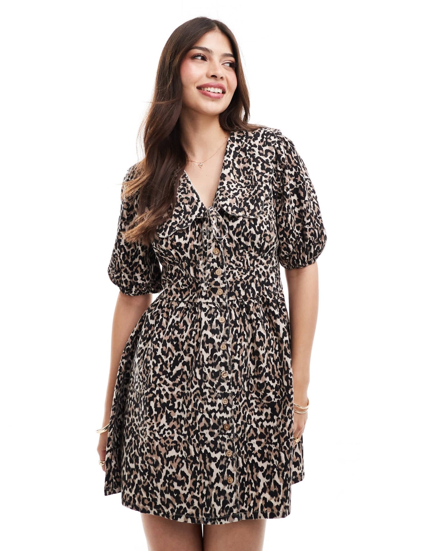 Nobody's Child Birdie denim mini dress in leopard - ASOS Sample Sale EU Store