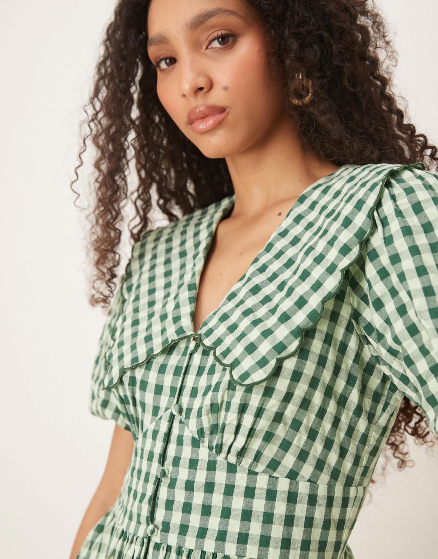 Nobody's Child Birdie midi dress in green gingham - ASOS Sample Sale EU Store