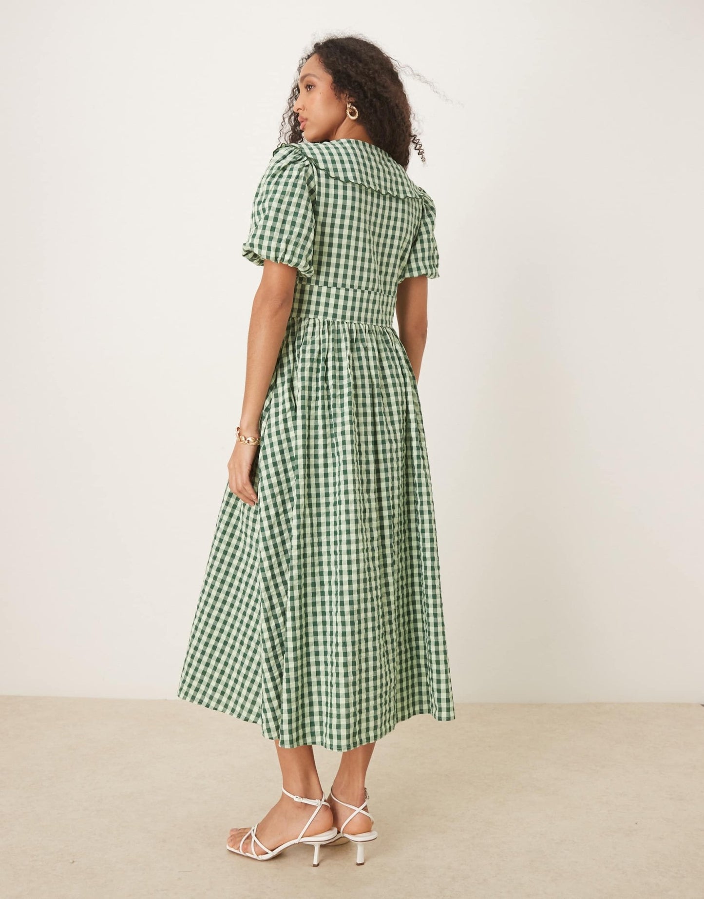 Nobody's Child Birdie midi dress in green gingham - ASOS Sample Sale EU Store