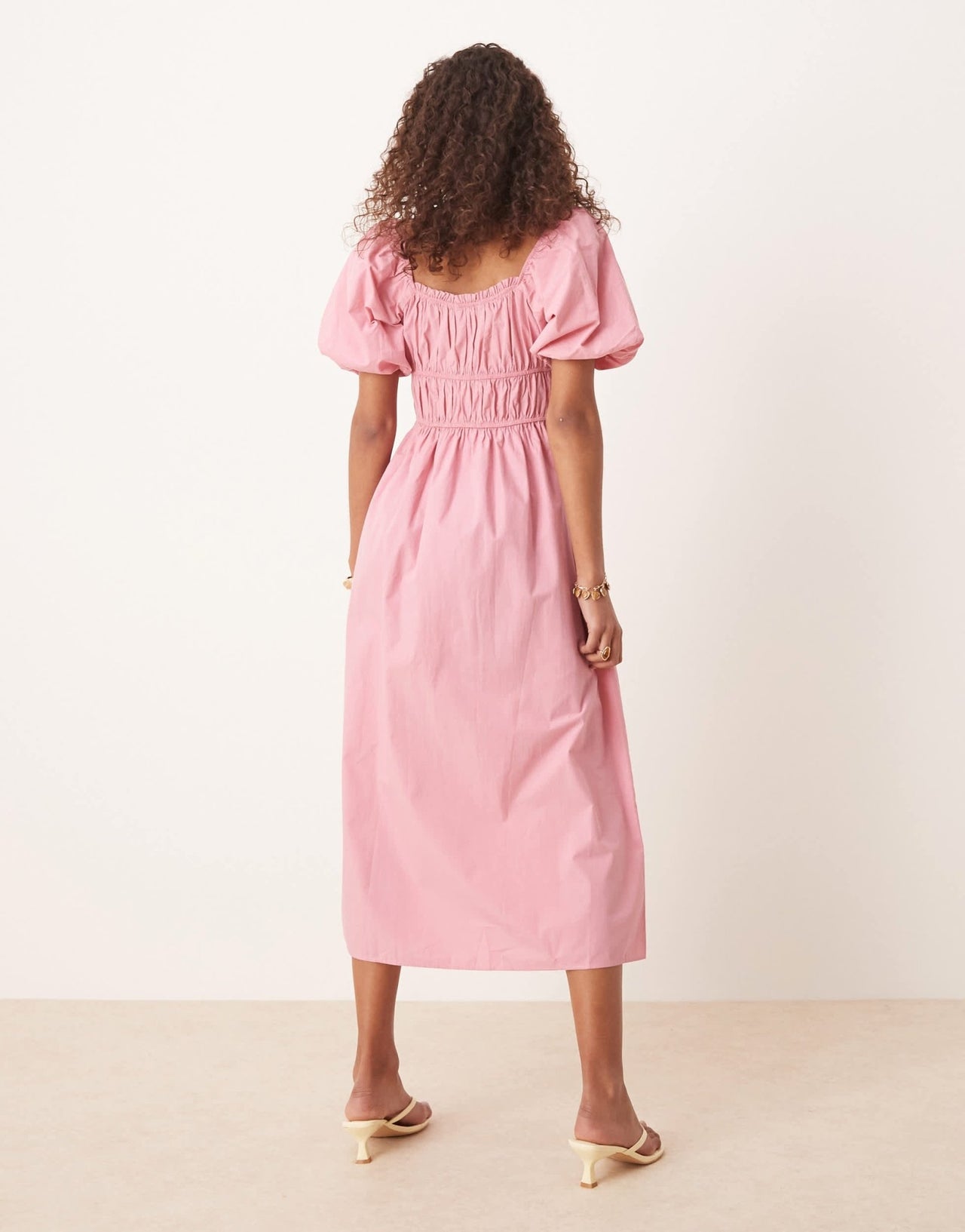 Nobody's Child Kurtis puff sleeve midi dress in pink - ASOS Sample Sale EU Store