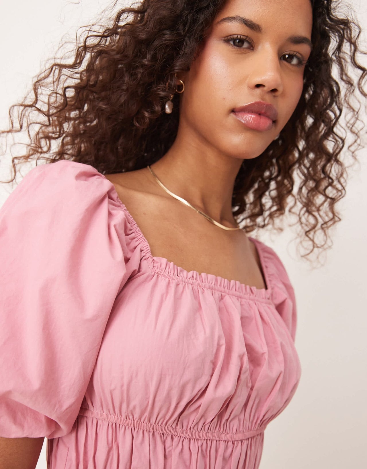 Nobody's Child Kurtis puff sleeve midi dress in pink - ASOS Sample Sale EU Store