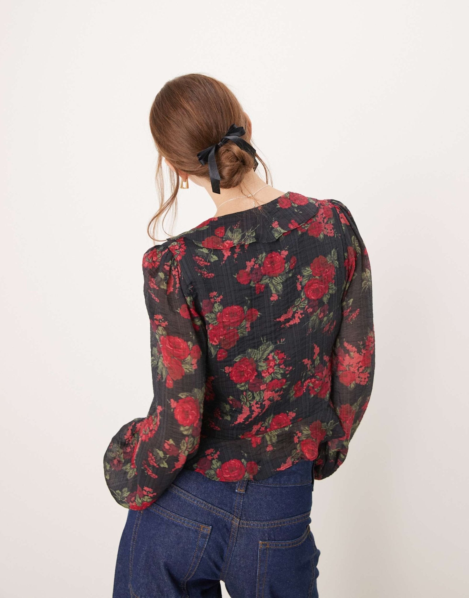 Nobody's Child Lotus frill blouse in black floral print - ASOS Sample Sale EU Store