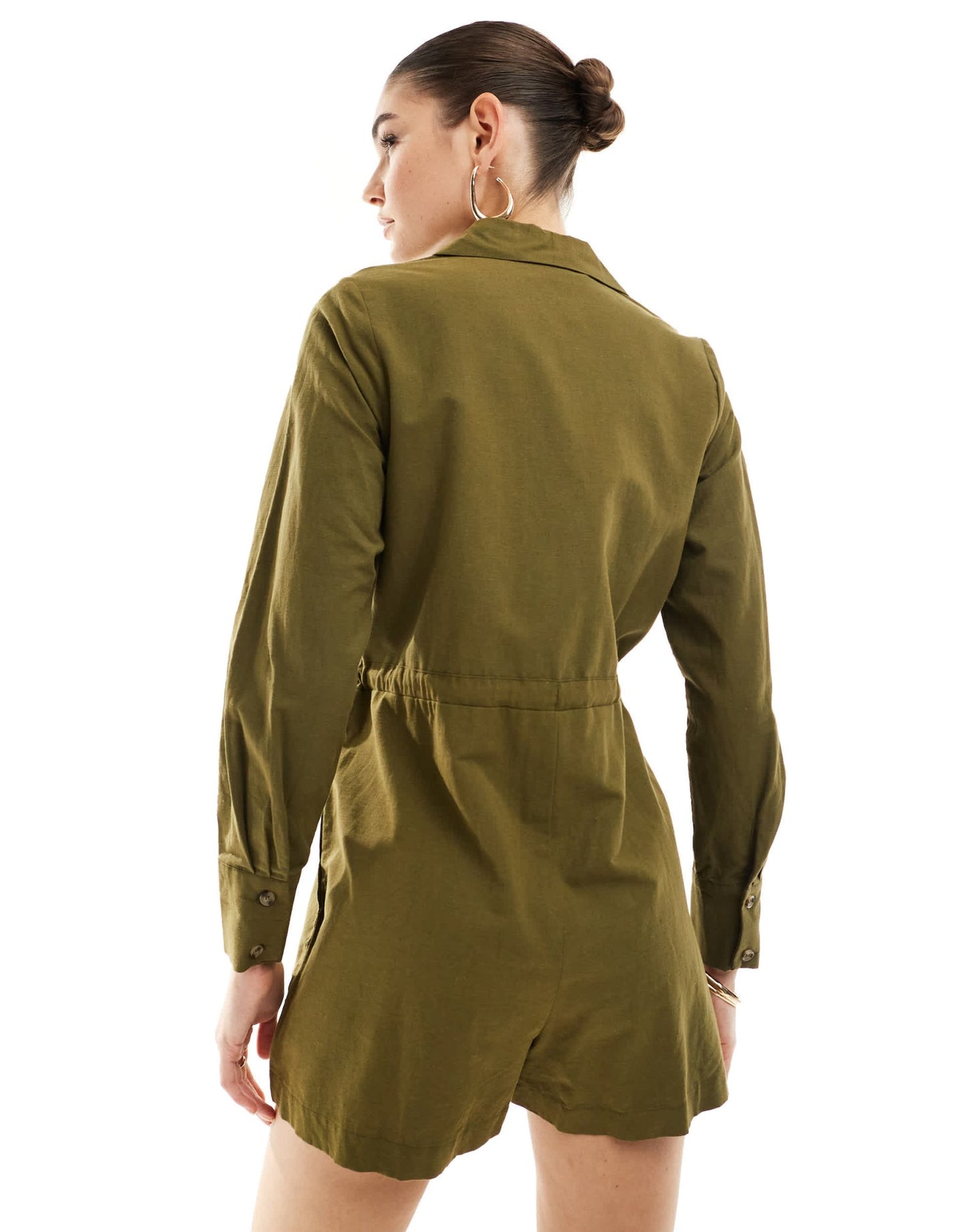 Nobody's Child Miranda utility style playsuit in khaki - ASOS Sample Sale EU Store