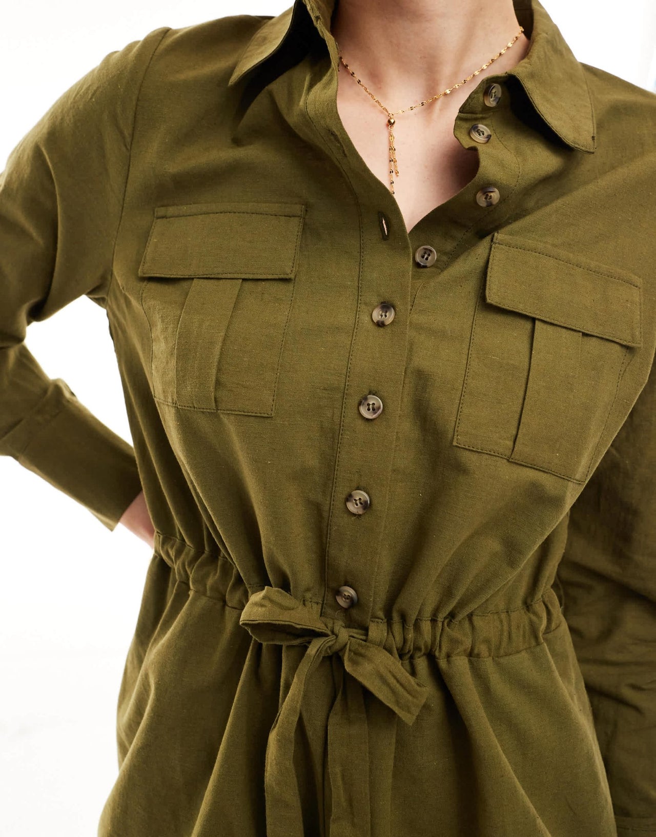 Nobody's Child Miranda utility style playsuit in khaki - ASOS Sample Sale EU Store