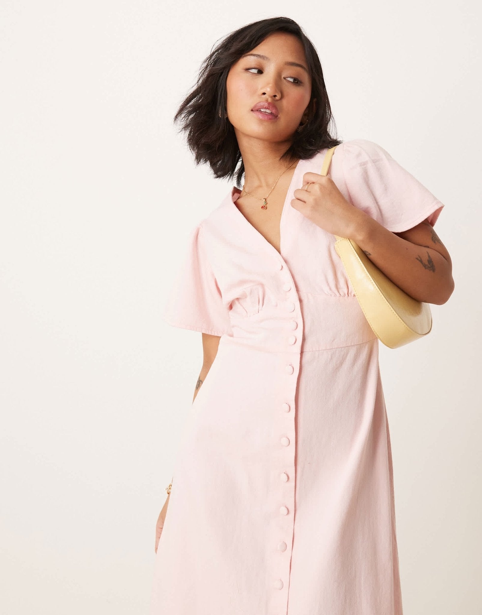 Nobody's Child Petite Alexa denim midi dress in pink - ASOS Sample Sale EU Store