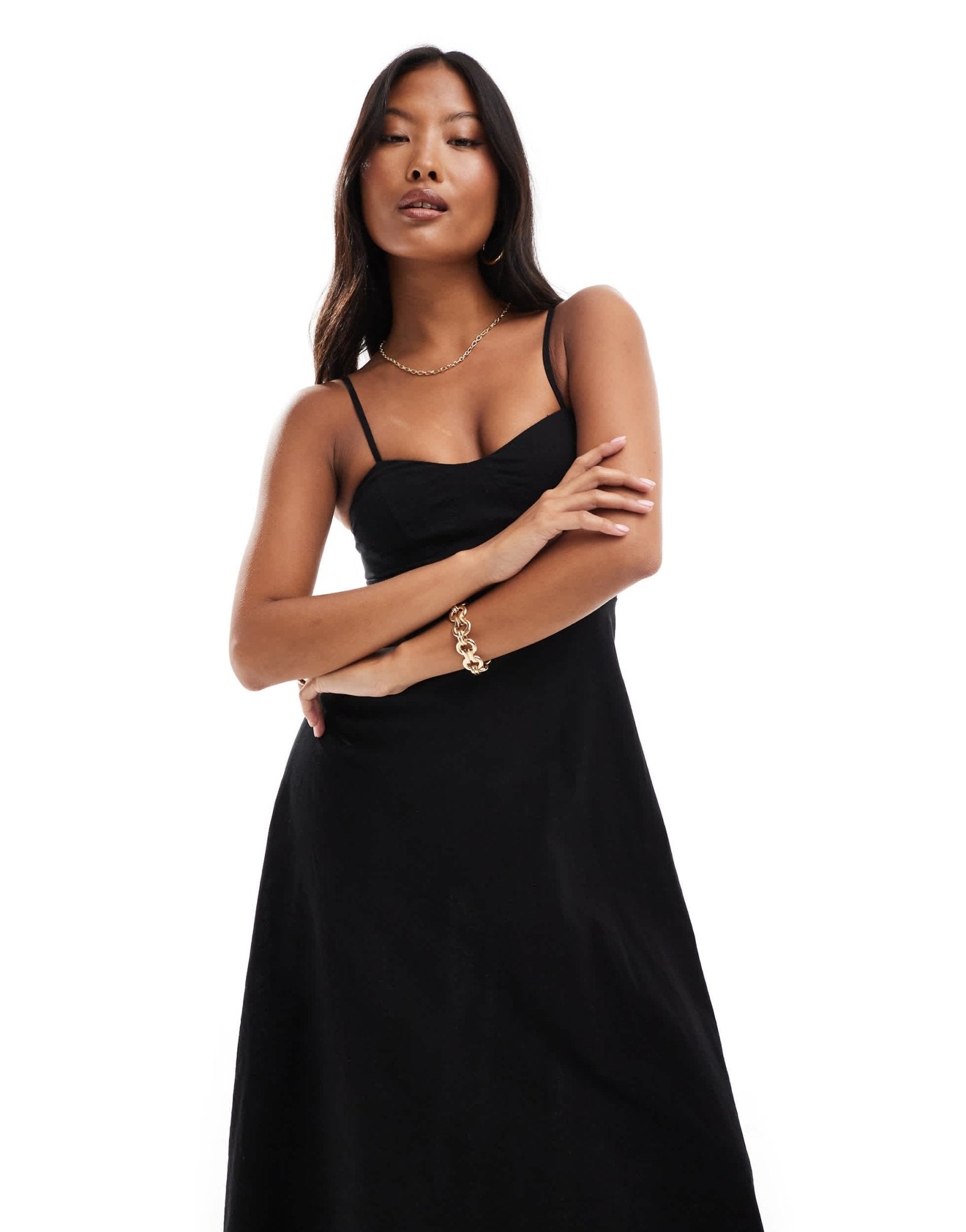 Nobody's Child Petite Pippem midi dress in black - ASOS Sample Sale EU Store