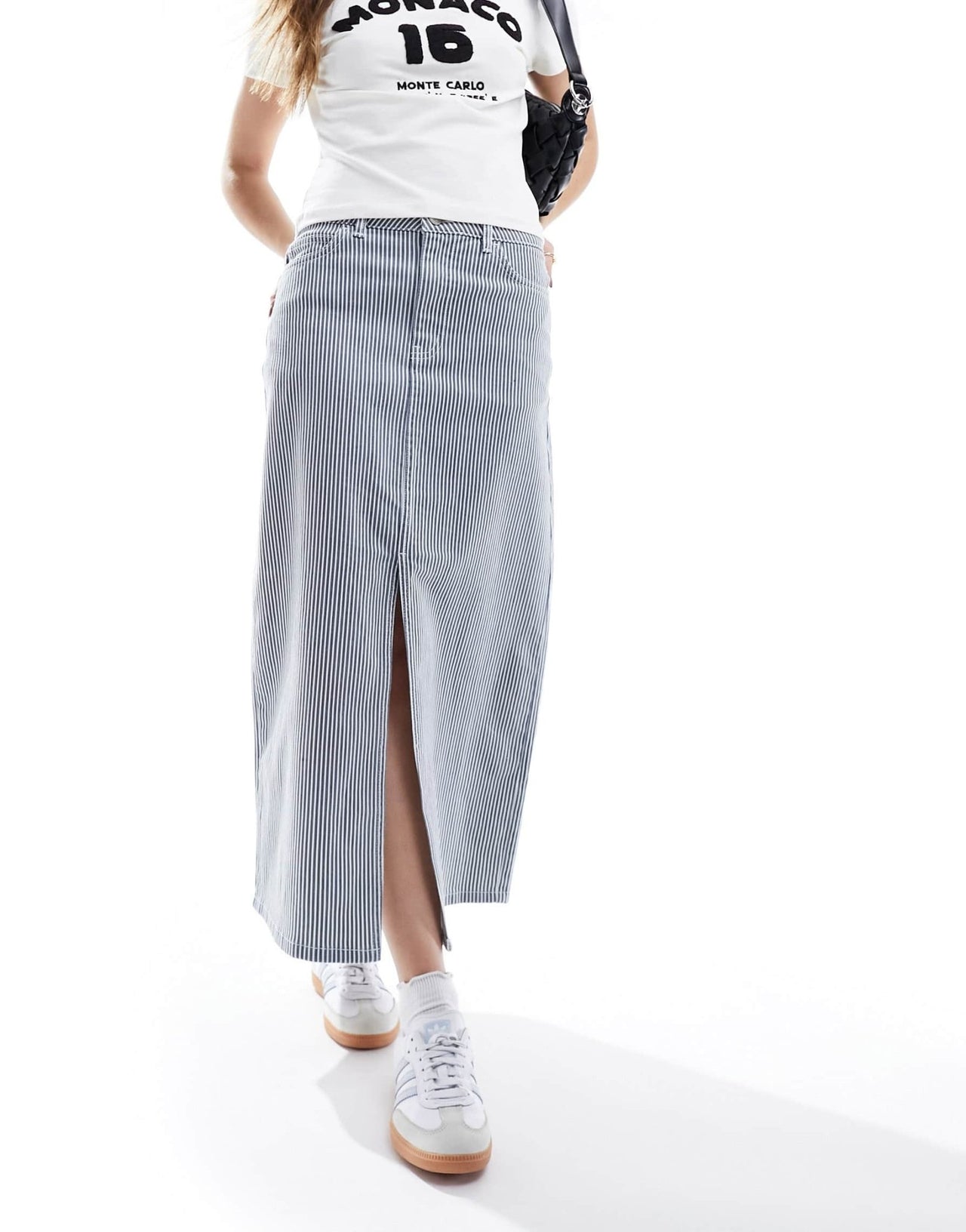Nobody's Child pinstripe column skirt in blue and white - ASOS Sample Sale EU Store