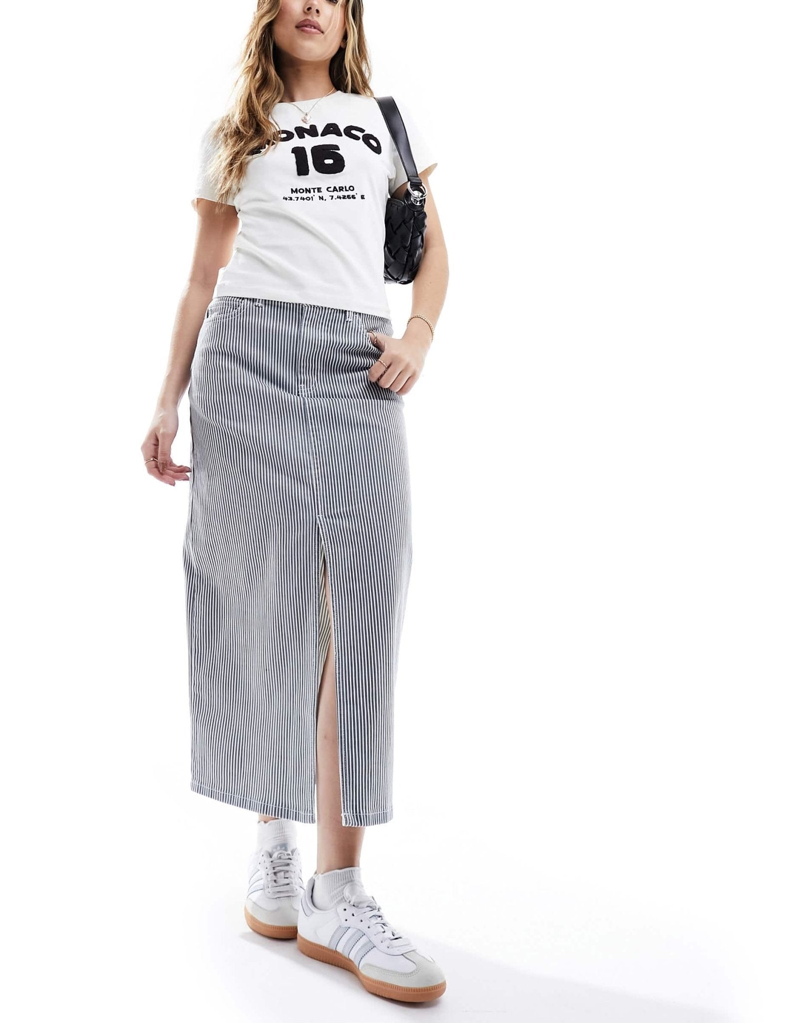 Nobody's Child pinstripe column skirt in blue and white - ASOS Sample Sale EU Store
