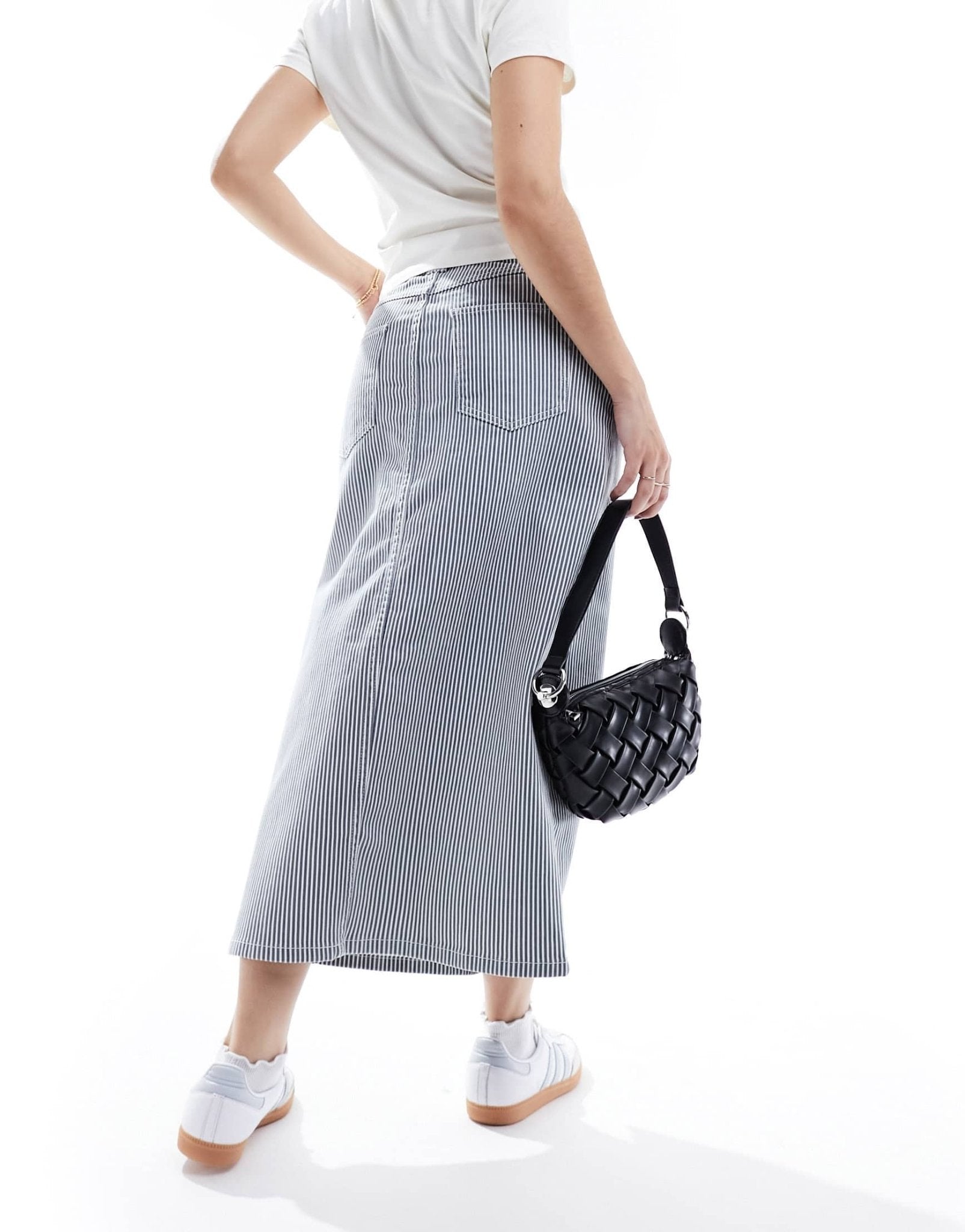 Nobody's Child pinstripe column skirt in blue and white - ASOS Sample Sale EU Store