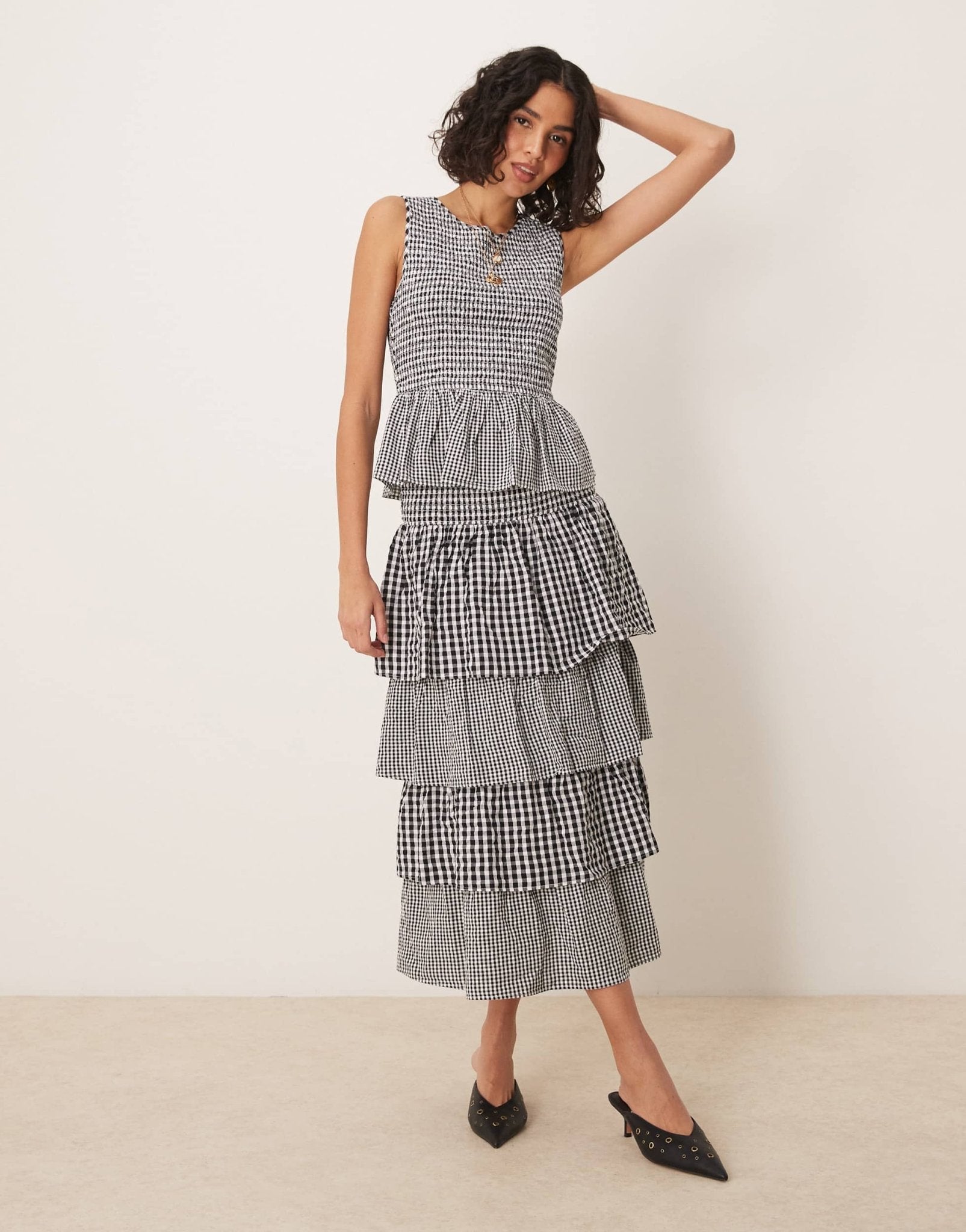 Nobody's Child Sutton tiered midaxi skirt co - ord in mono gingham - ASOS Sample Sale EU Store