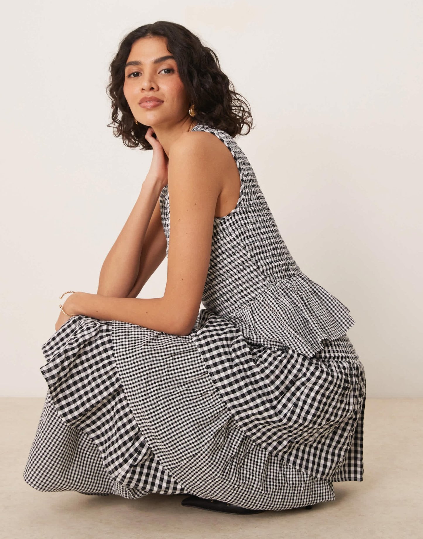 Nobody's Child Sutton tiered midaxi skirt co - ord in mono gingham - ASOS Sample Sale EU Store