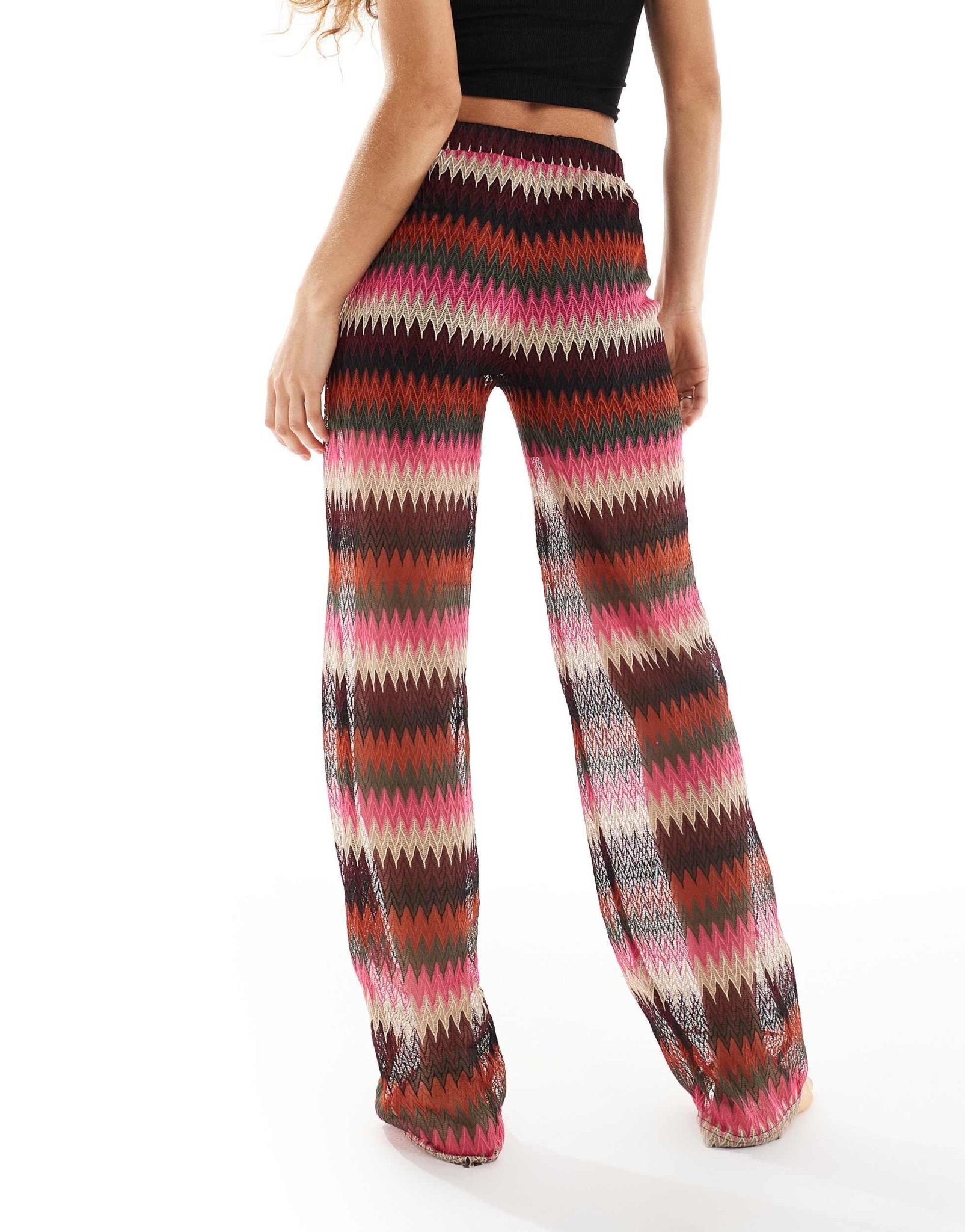 Noisy May crochet beach trouser co - ord in pink stripe - ASOS Sample Sale EU Store