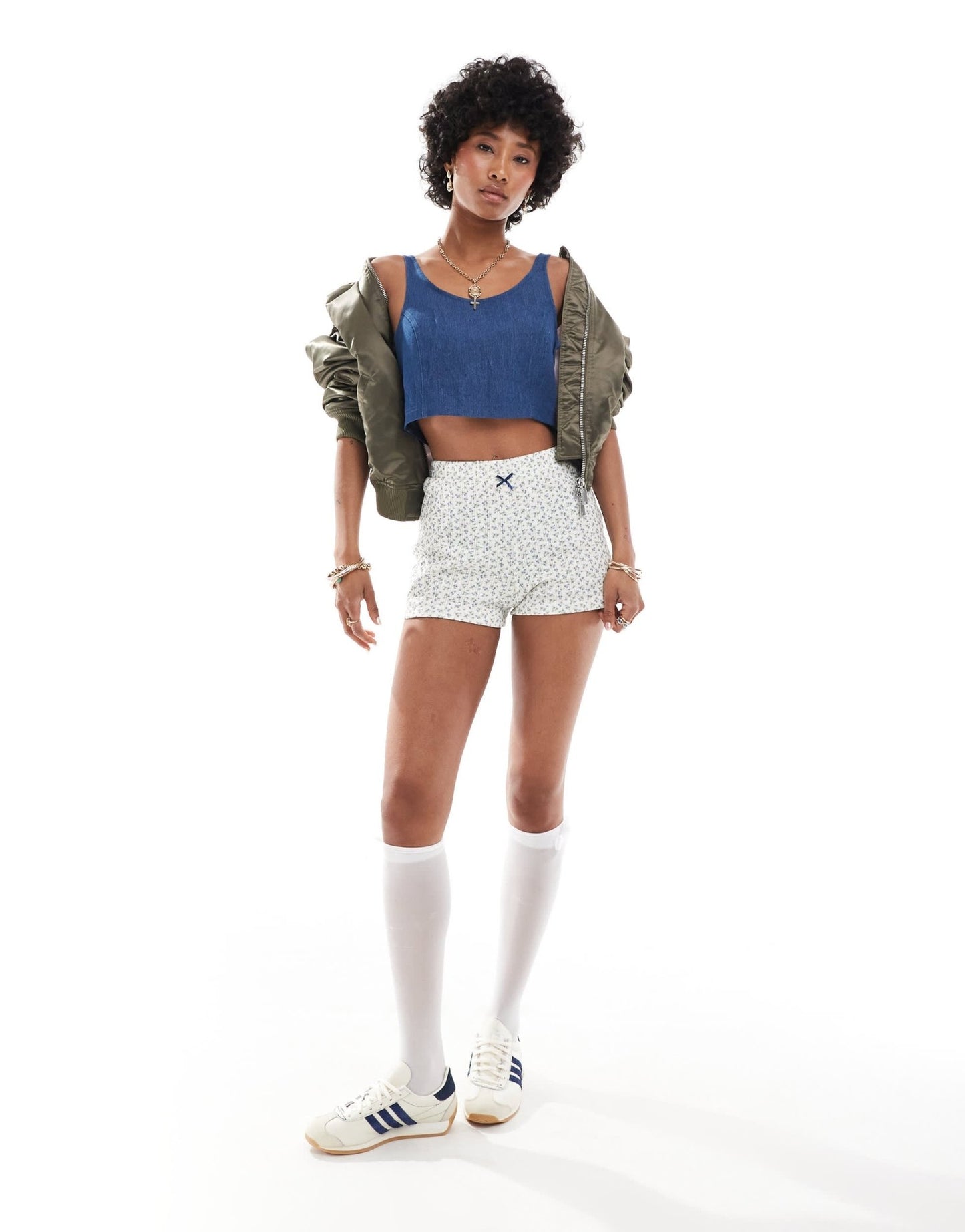 Noisy May cropped tank in mid blue denim - ASOS Sample Sale EU Store