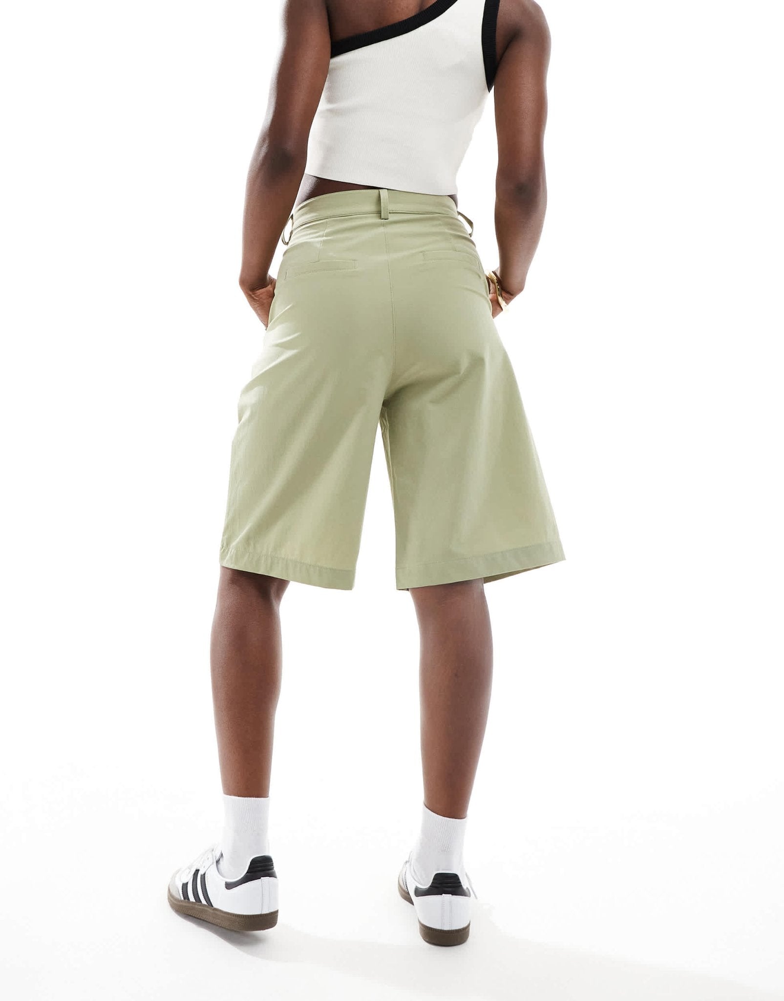 Noisy May high waisted bermuda shorts in sage - ASOS Sample Sale EU Store
