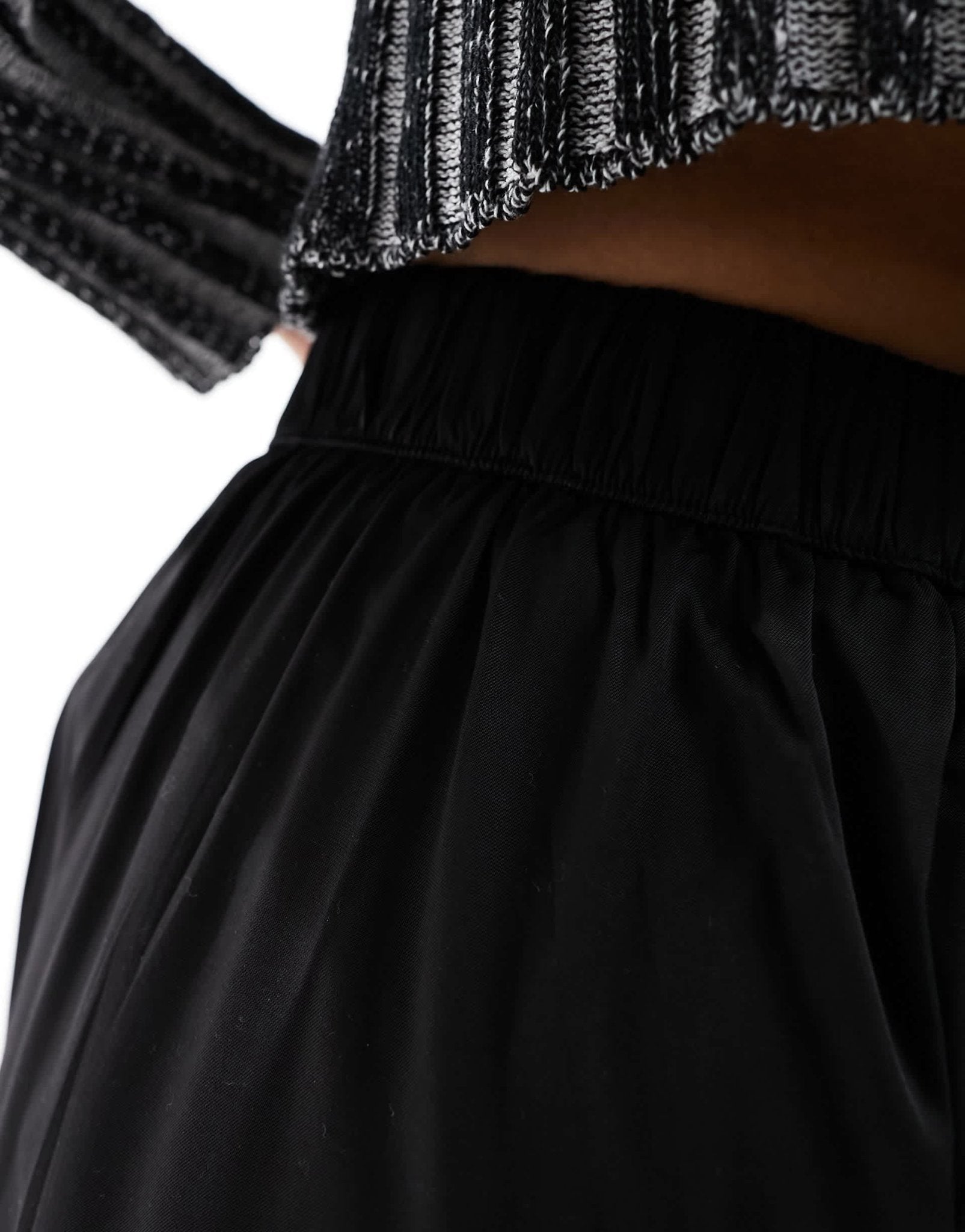 Noisy May high waisted wide leg asymmetric trouser in black - ASOS Sample Sale EU Store