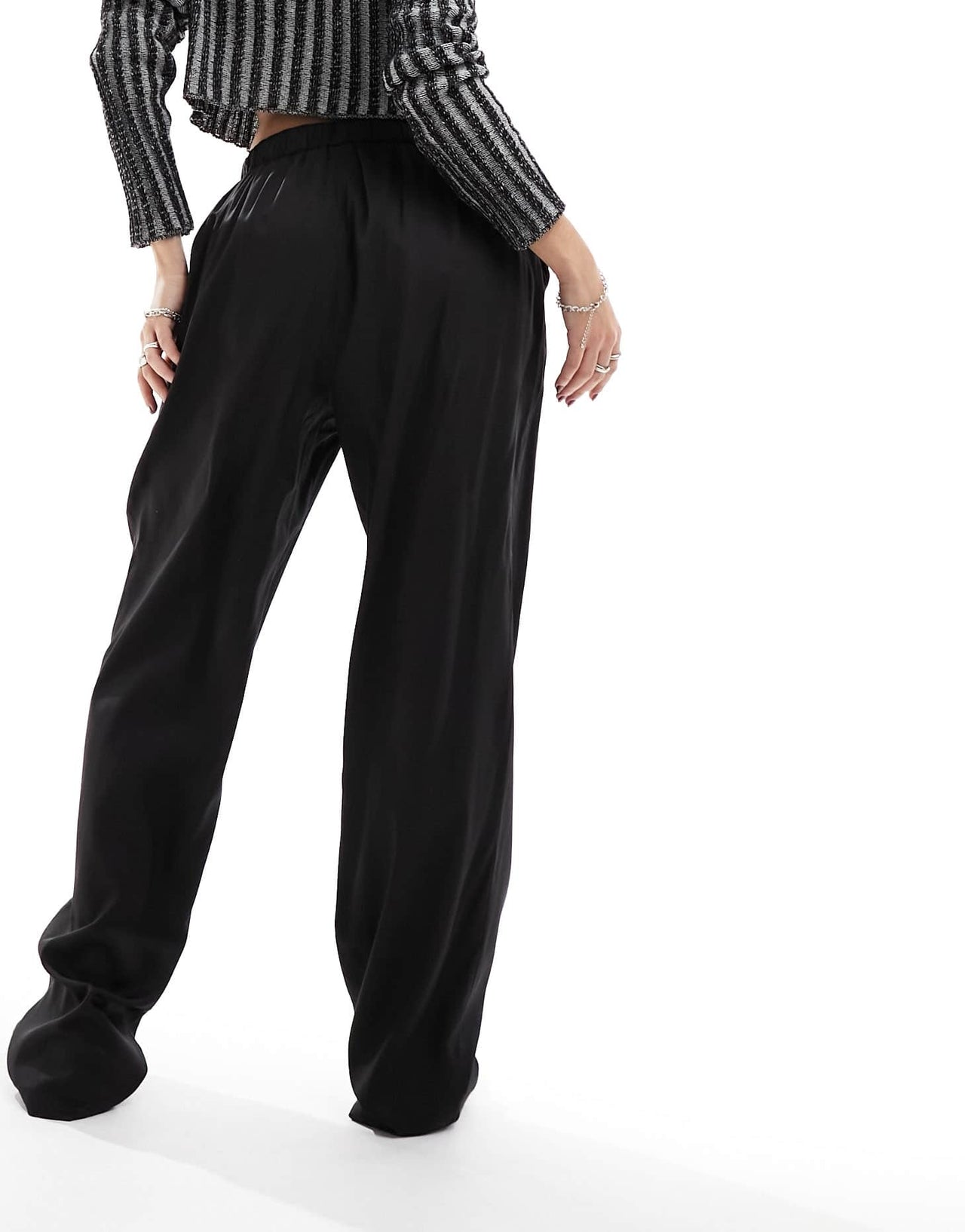 Noisy May high waisted wide leg asymmetric trouser in black - ASOS Sample Sale EU Store