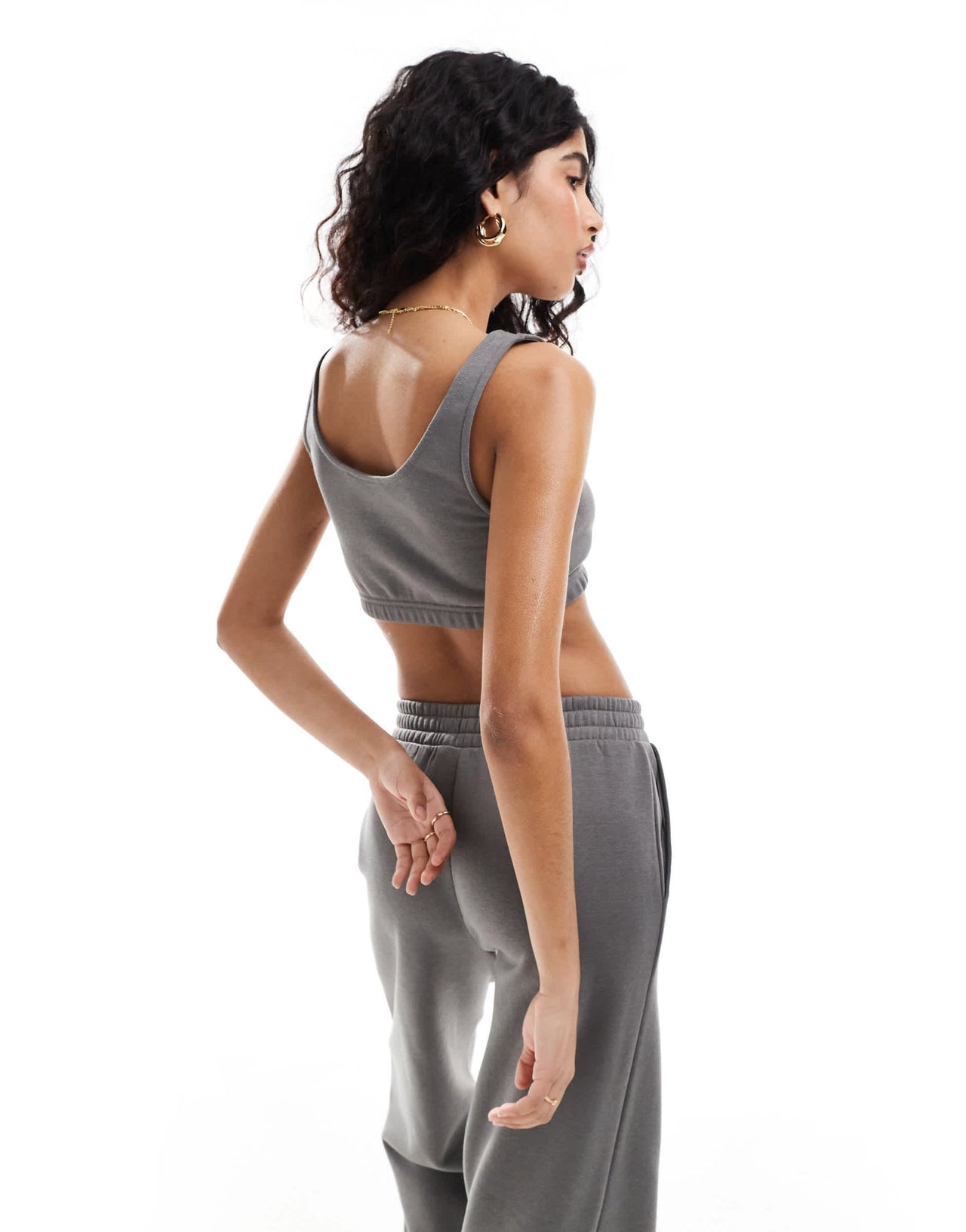Noisy May jersey cropped top co - ord in charcoal grey - ASOS Sample Sale EU Store