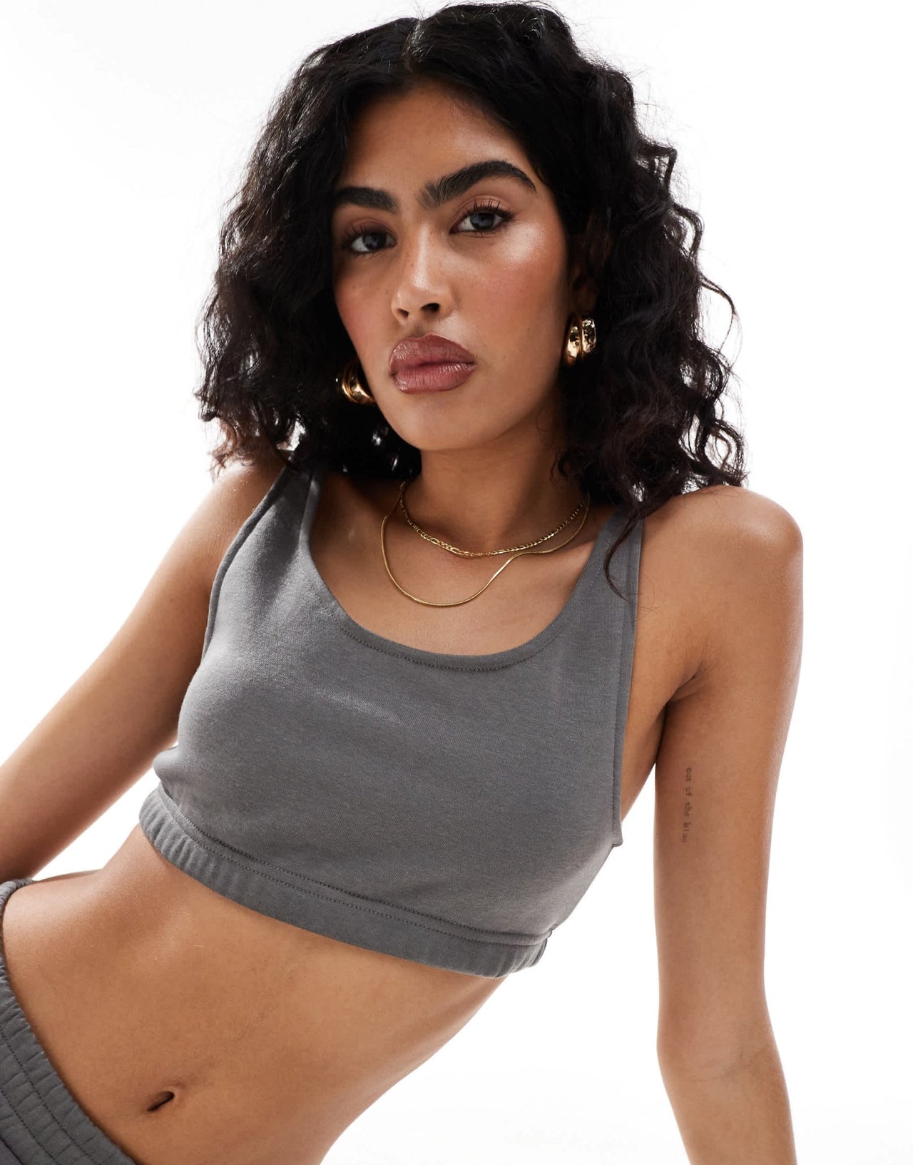 Noisy May jersey cropped top co - ord in charcoal grey - ASOS Sample Sale EU Store