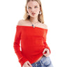 Top a maglia con spalle scoperte Noisy May rosso