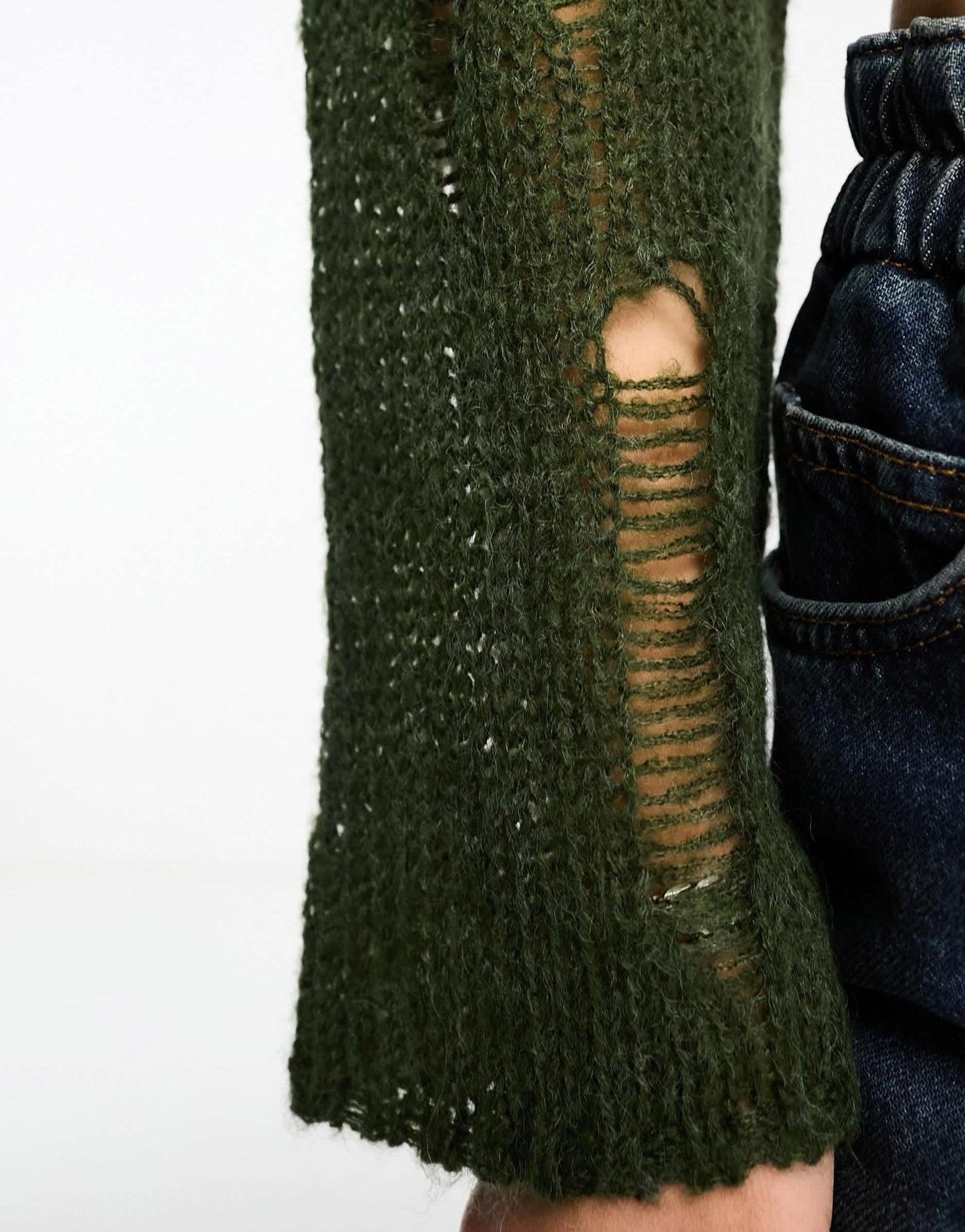 Noisy May open knit cropped jumper in khaki - ASOS Sample Sale EU Store