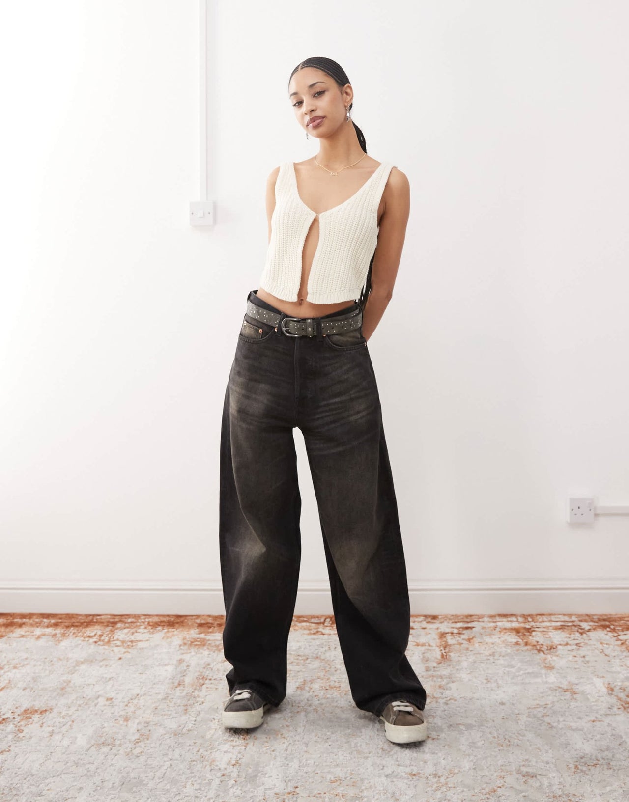 Noisy May split front knitted tank top in cream - ASOS Sample Sale EU Store