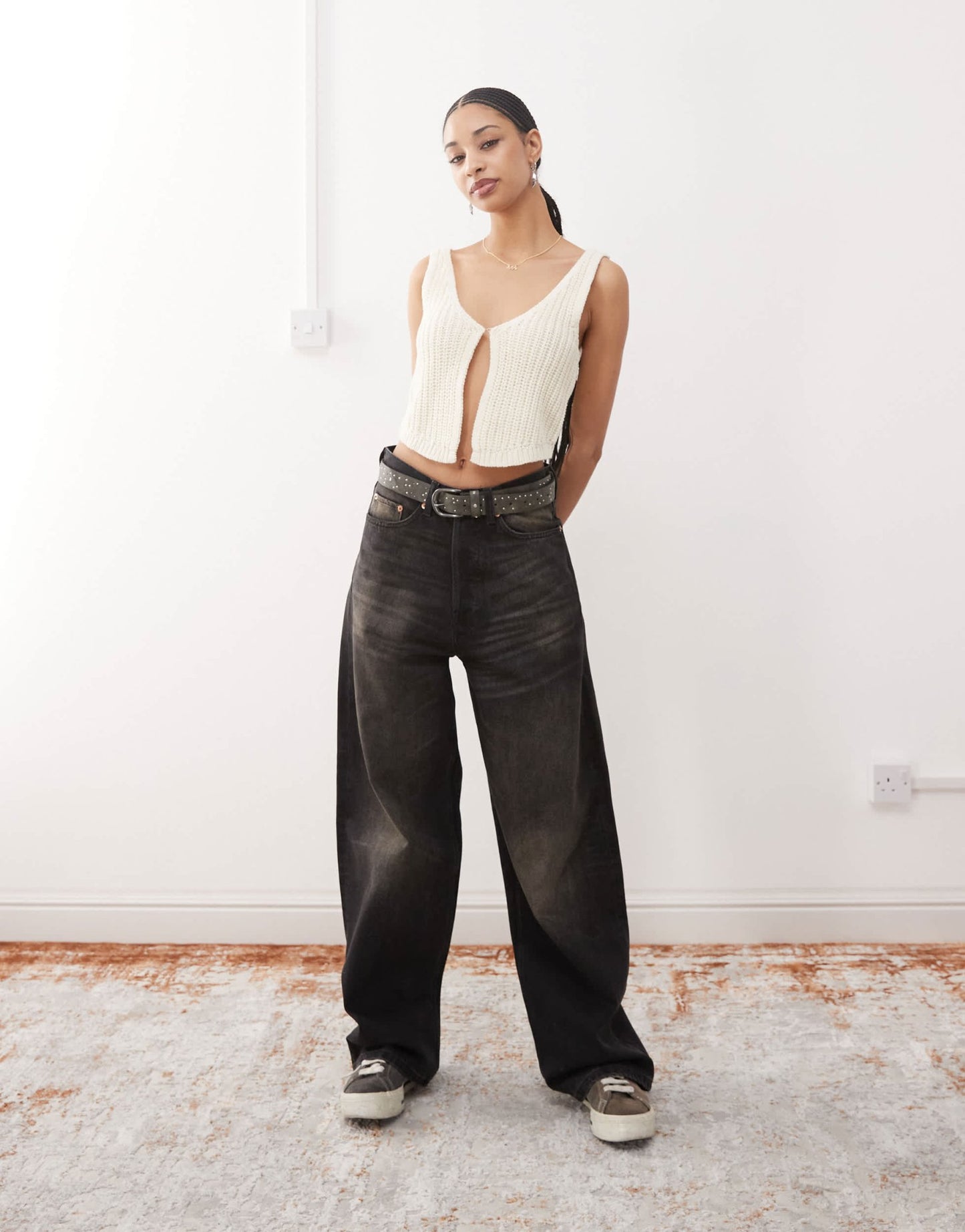 Noisy May split front knitted tank top in cream - ASOS Sample Sale EU Store