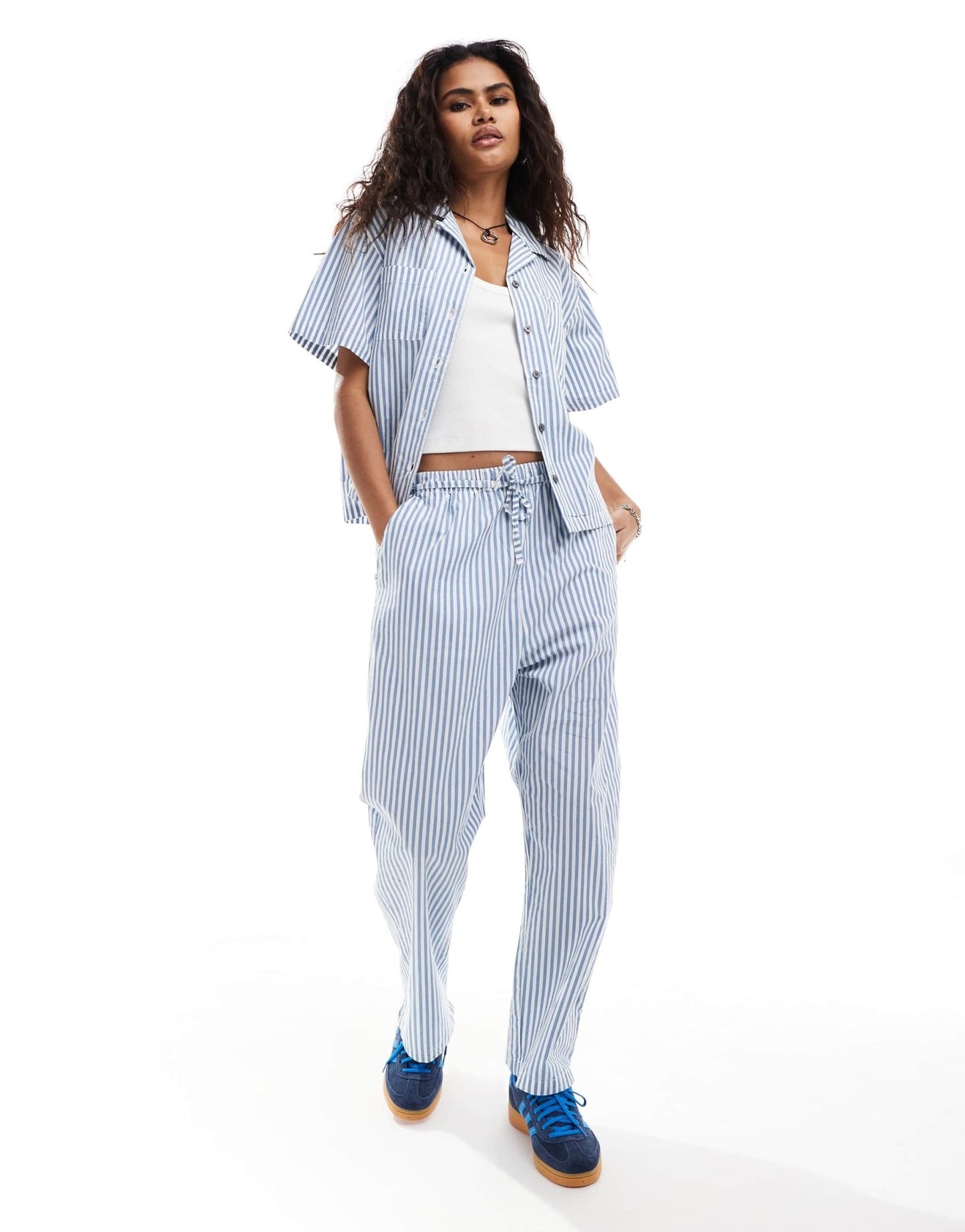 Obey co - ord cotton stripe trousers in blue - ASOS Sample Sale EU Store