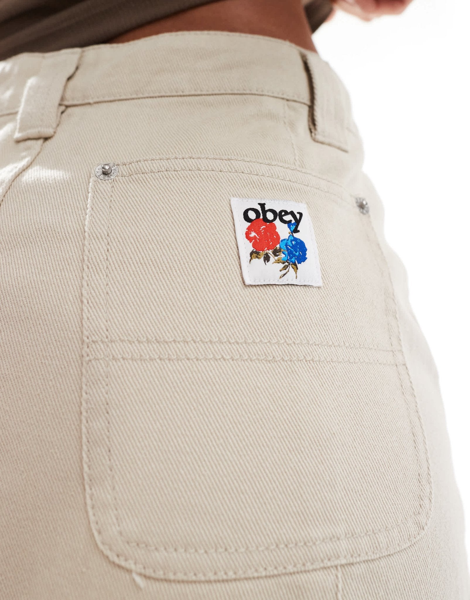 Obey denim carpenter mini skirt in beige - ASOS Sample Sale EU Store