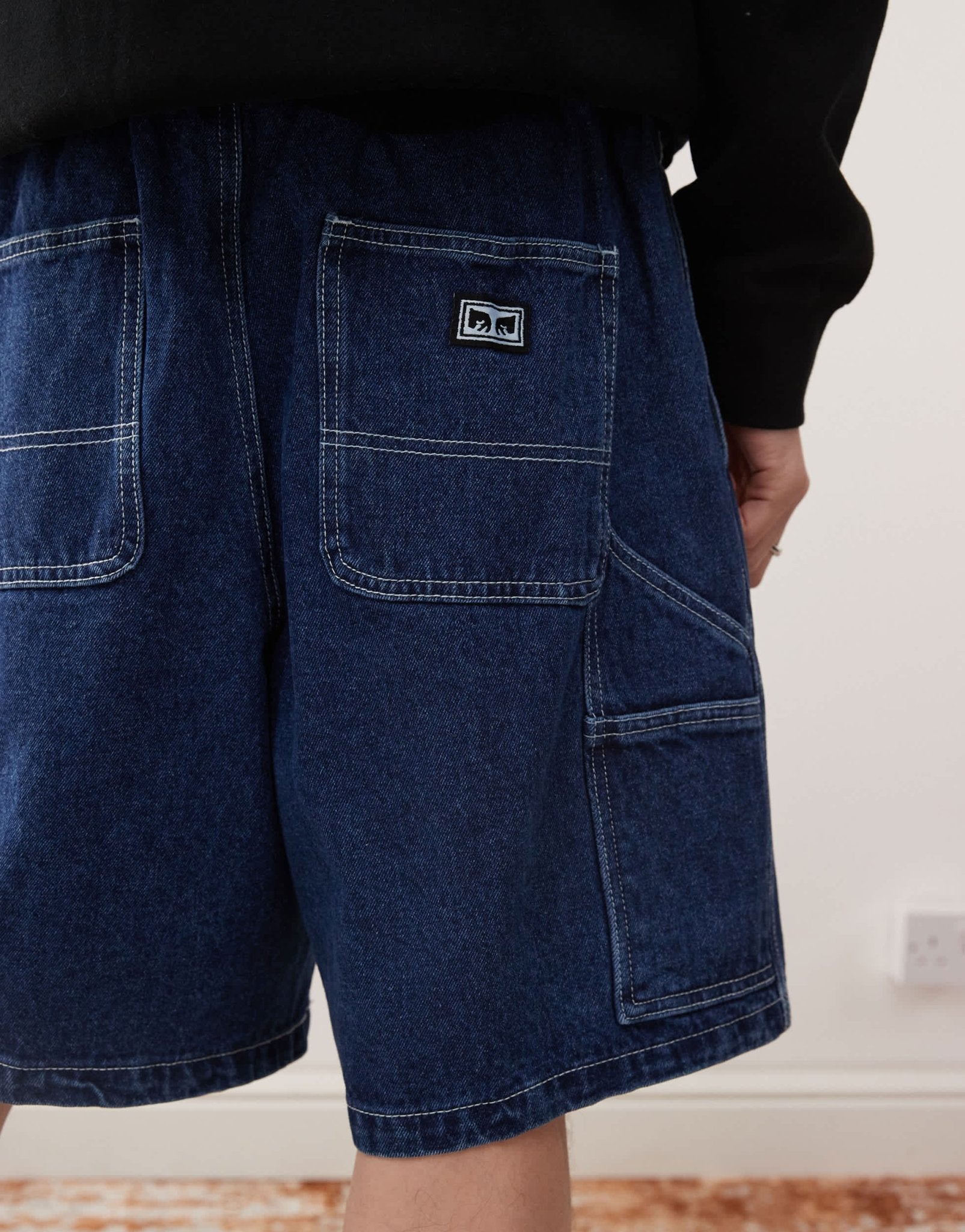 Obey easy denim carpenter short in stone wash indigo - ASOS Sample Sale EU Store