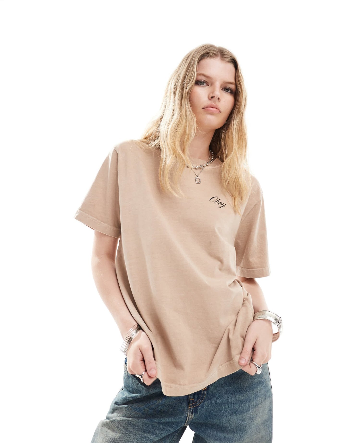 Obey flower print t-shirt in beige - ASOS Sample Sale EU Store