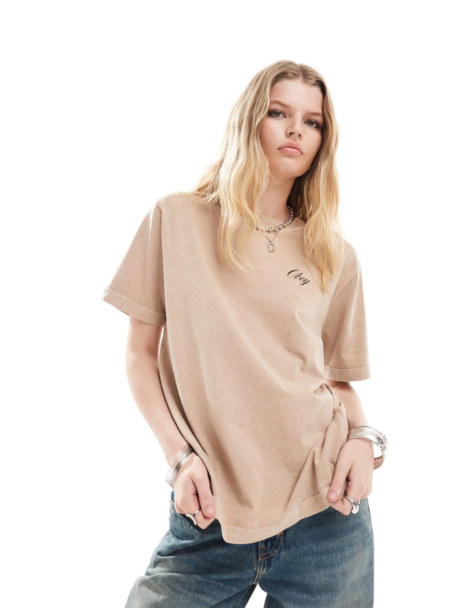 Obey flower print t-shirt in beige - ASOS Sample Sale EU Store