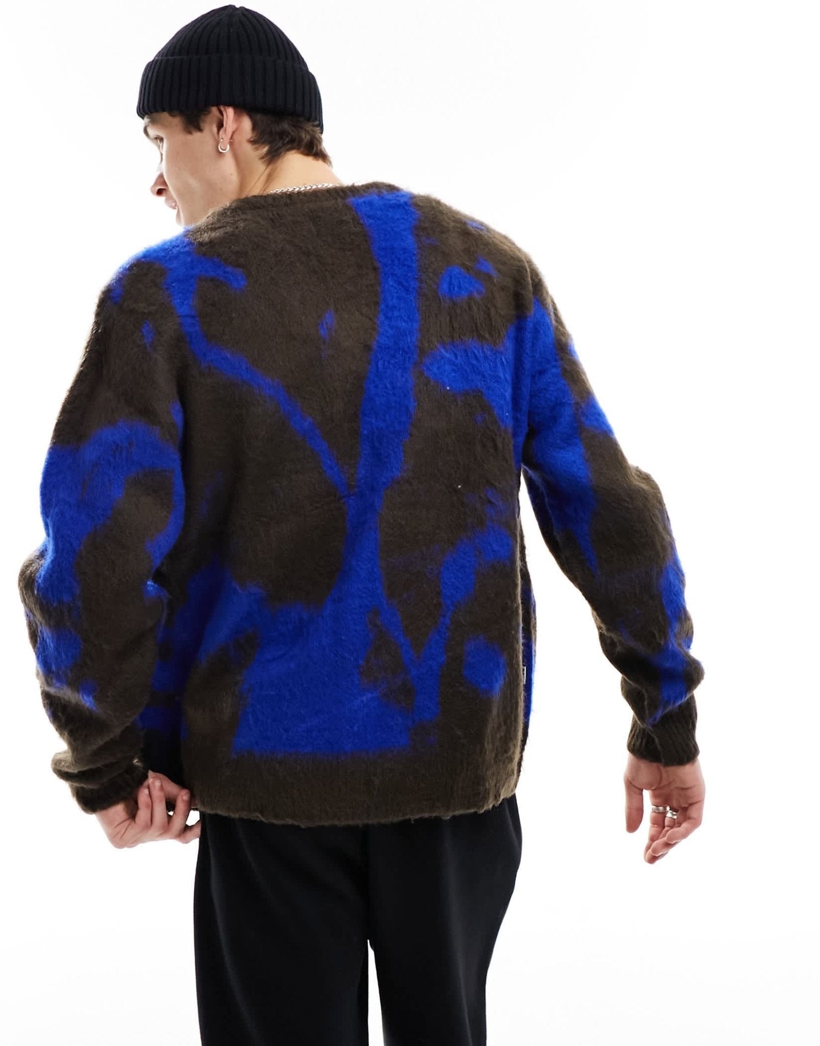 Obey luka splatter cardigan in brown - ASOS Sample Sale EU Store