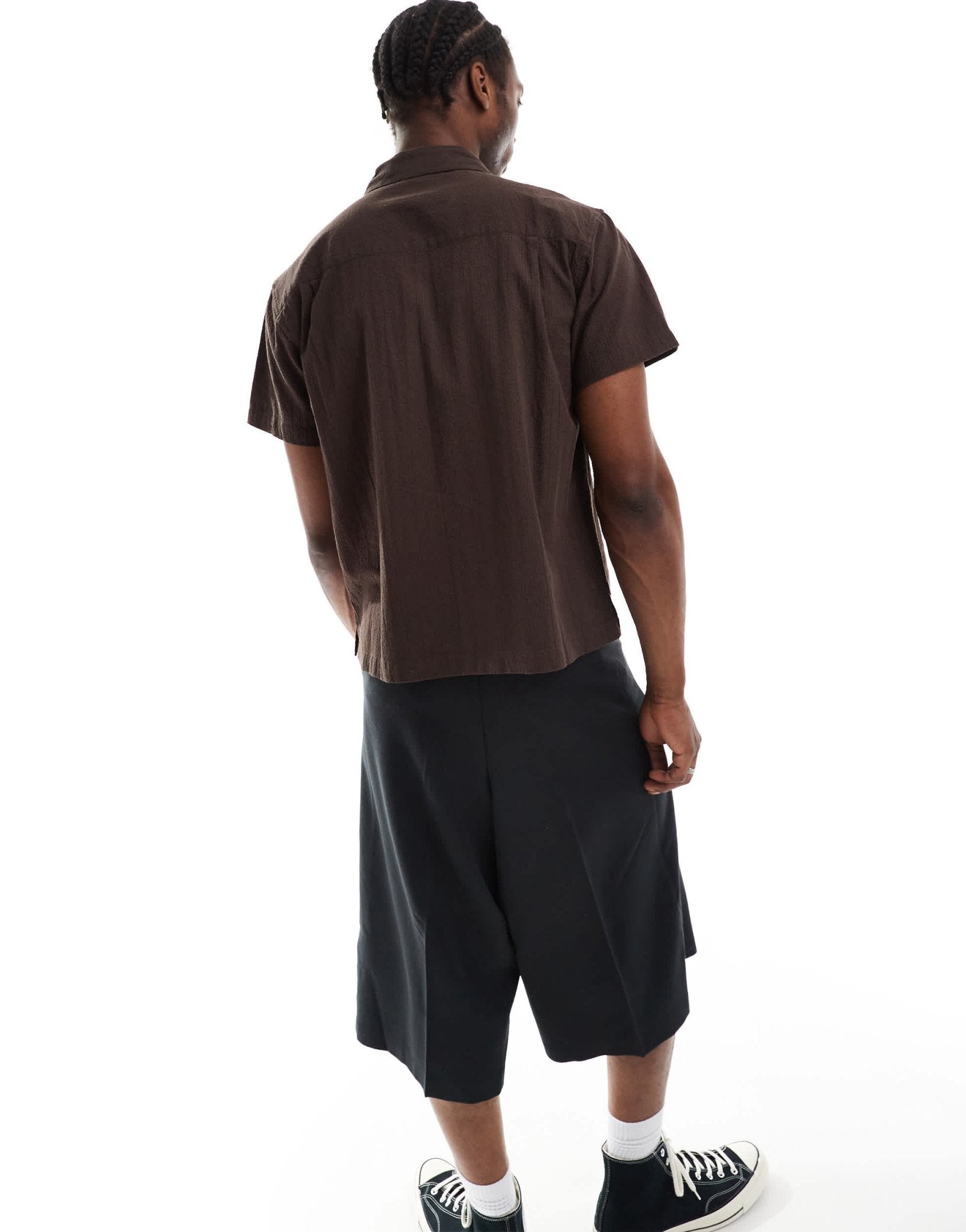 Obey textured short sleeve shirt in brown - ASOS Sample Sale EU Store