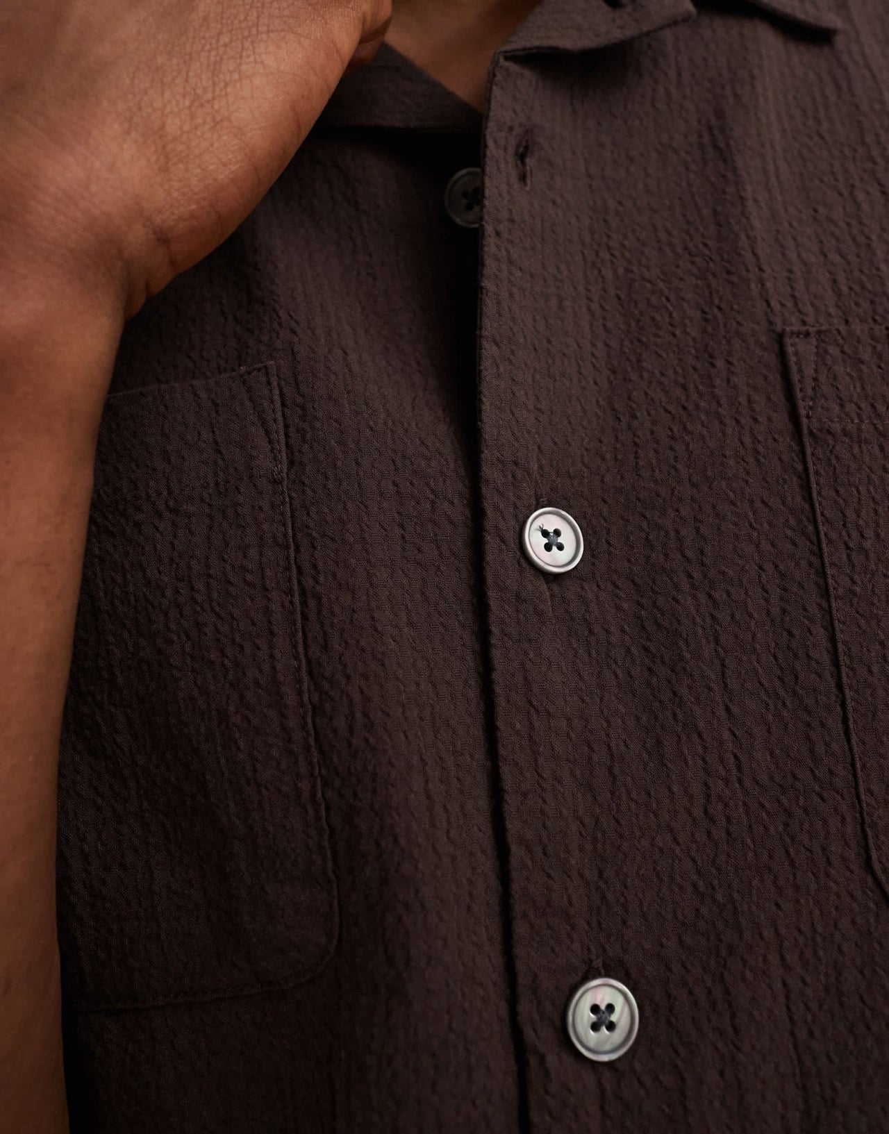 Obey textured short sleeve shirt in brown - ASOS Sample Sale EU Store